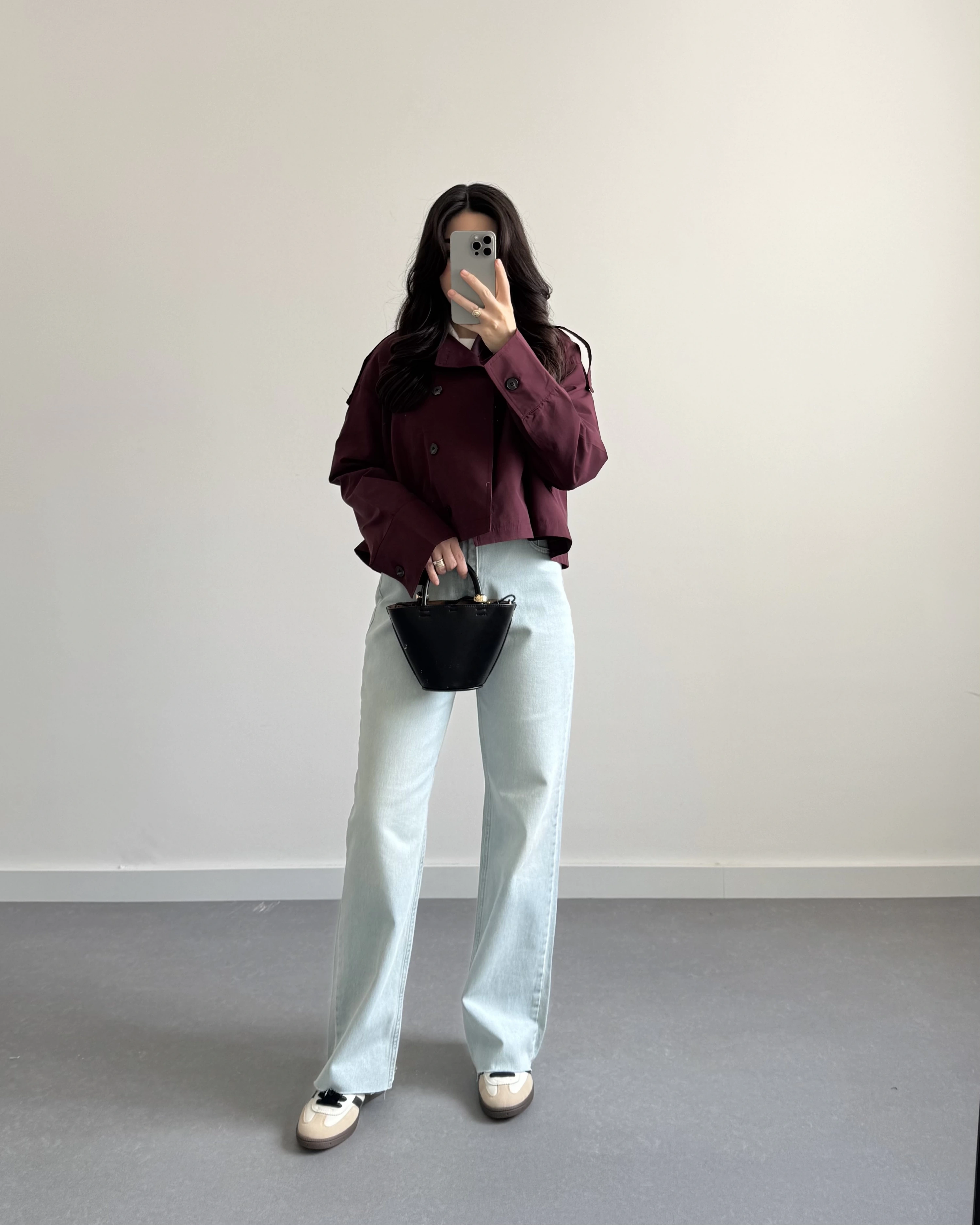 BORDO KISA VOLANLI TRENÇKOT E7534