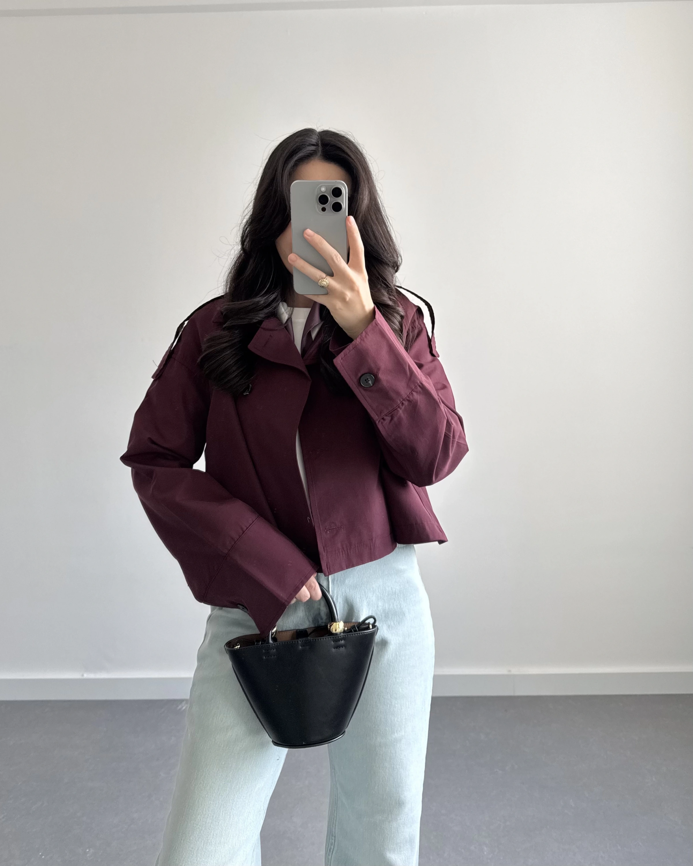 BORDO KISA VOLANLI TRENÇKOT E7534