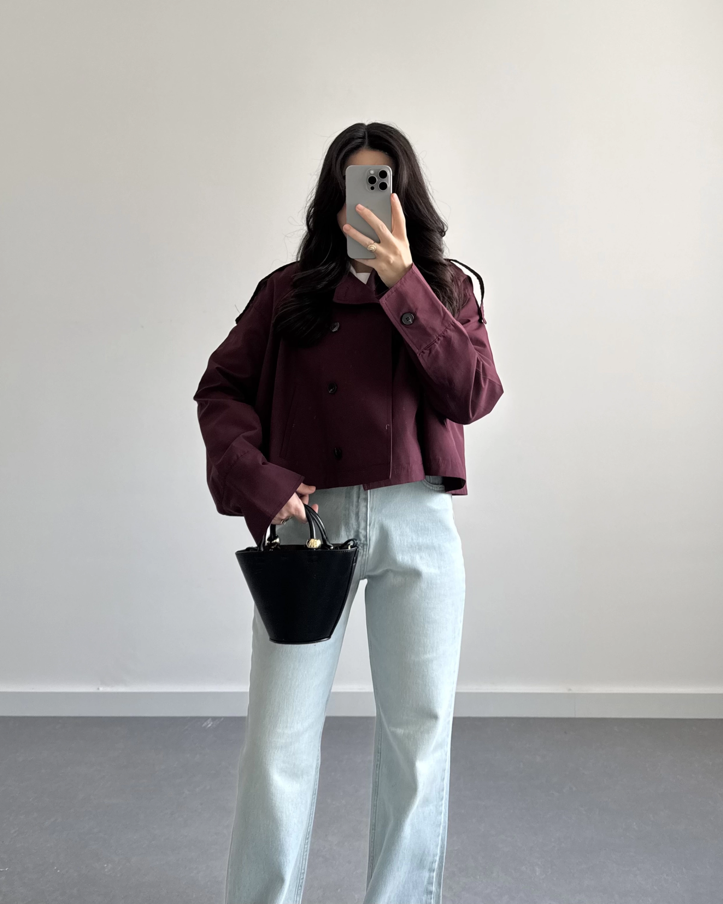 BORDO KISA VOLANLI TRENÇKOT E7534