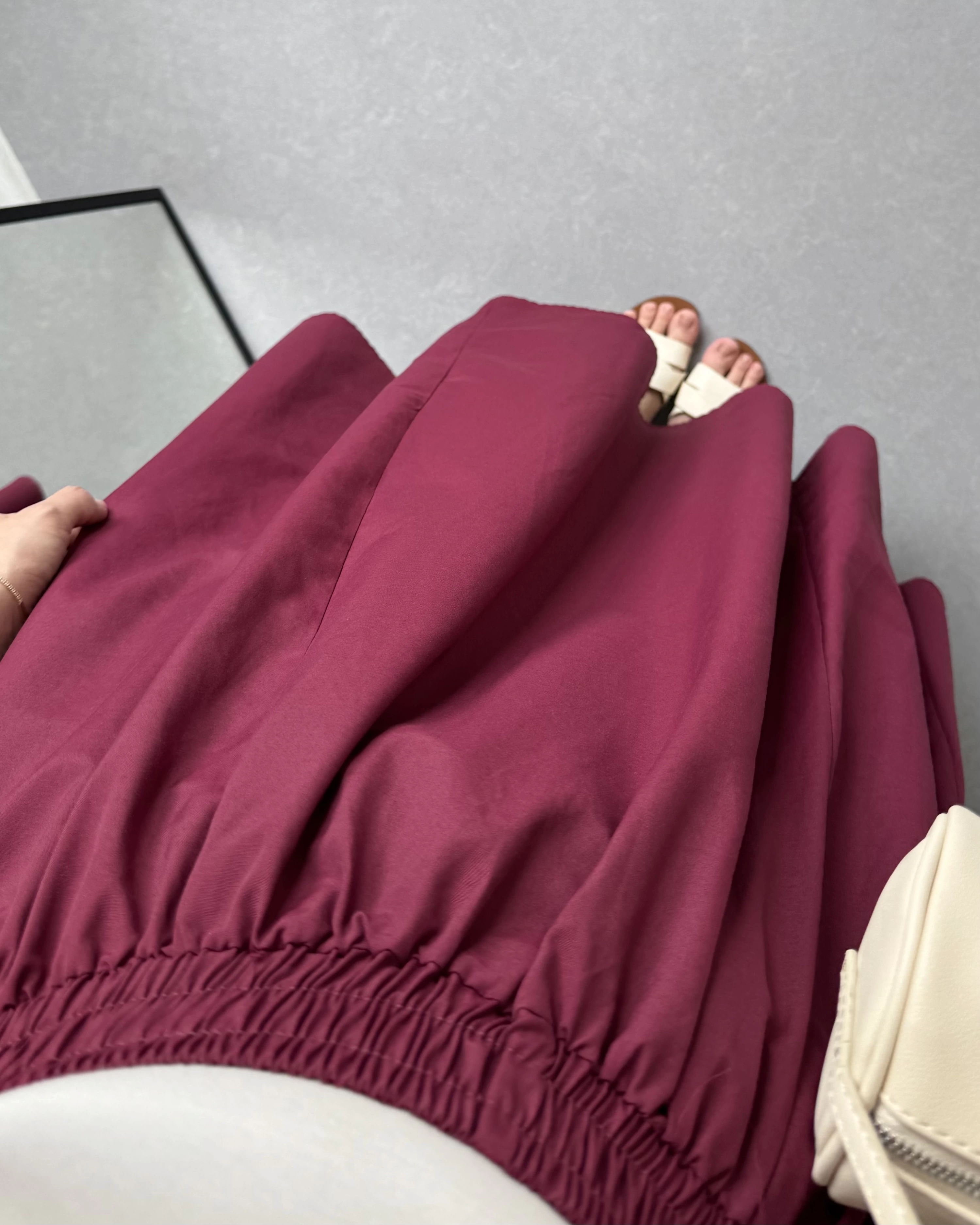 BORDO MİDİ BOY POPLİN ETEK