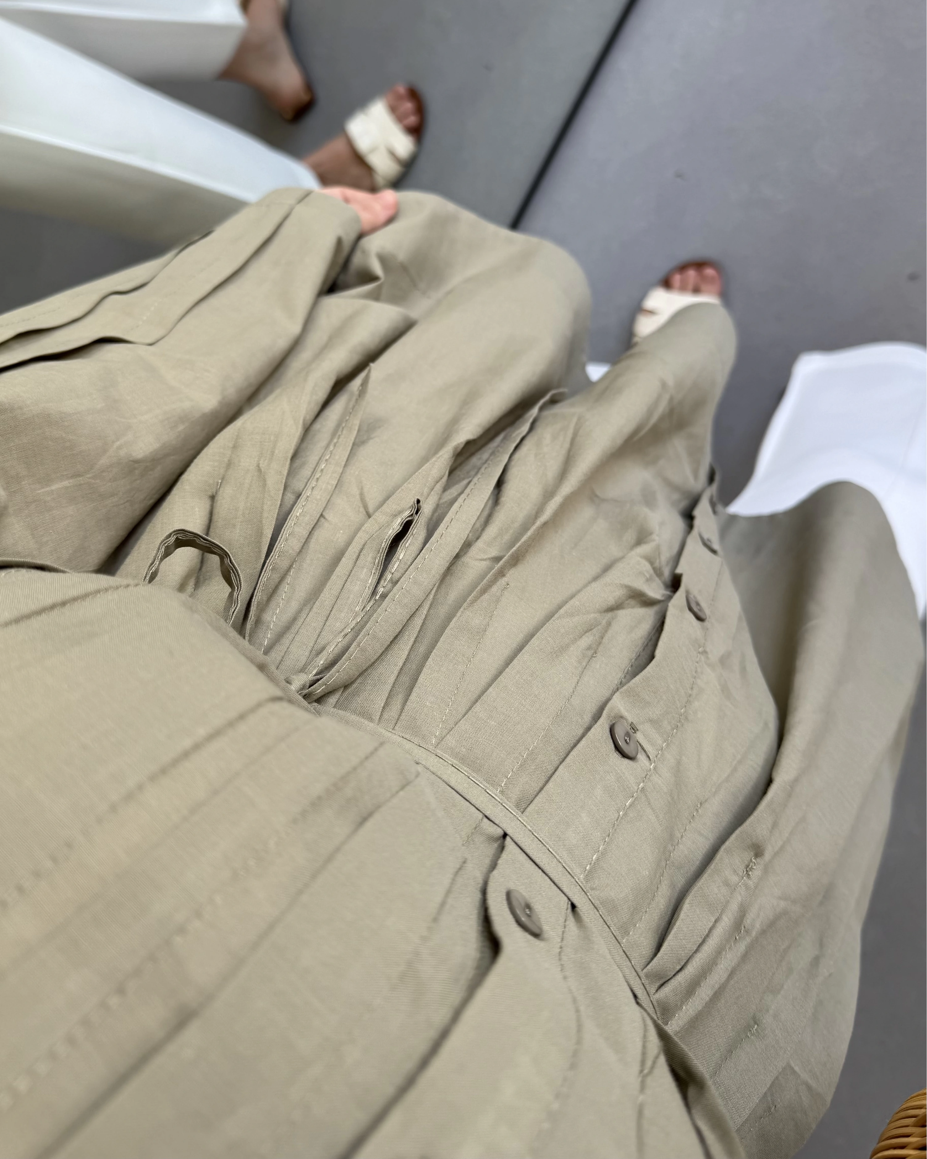 HAKİ PAMUK VUAL KUŞAKLI GÖMLEK