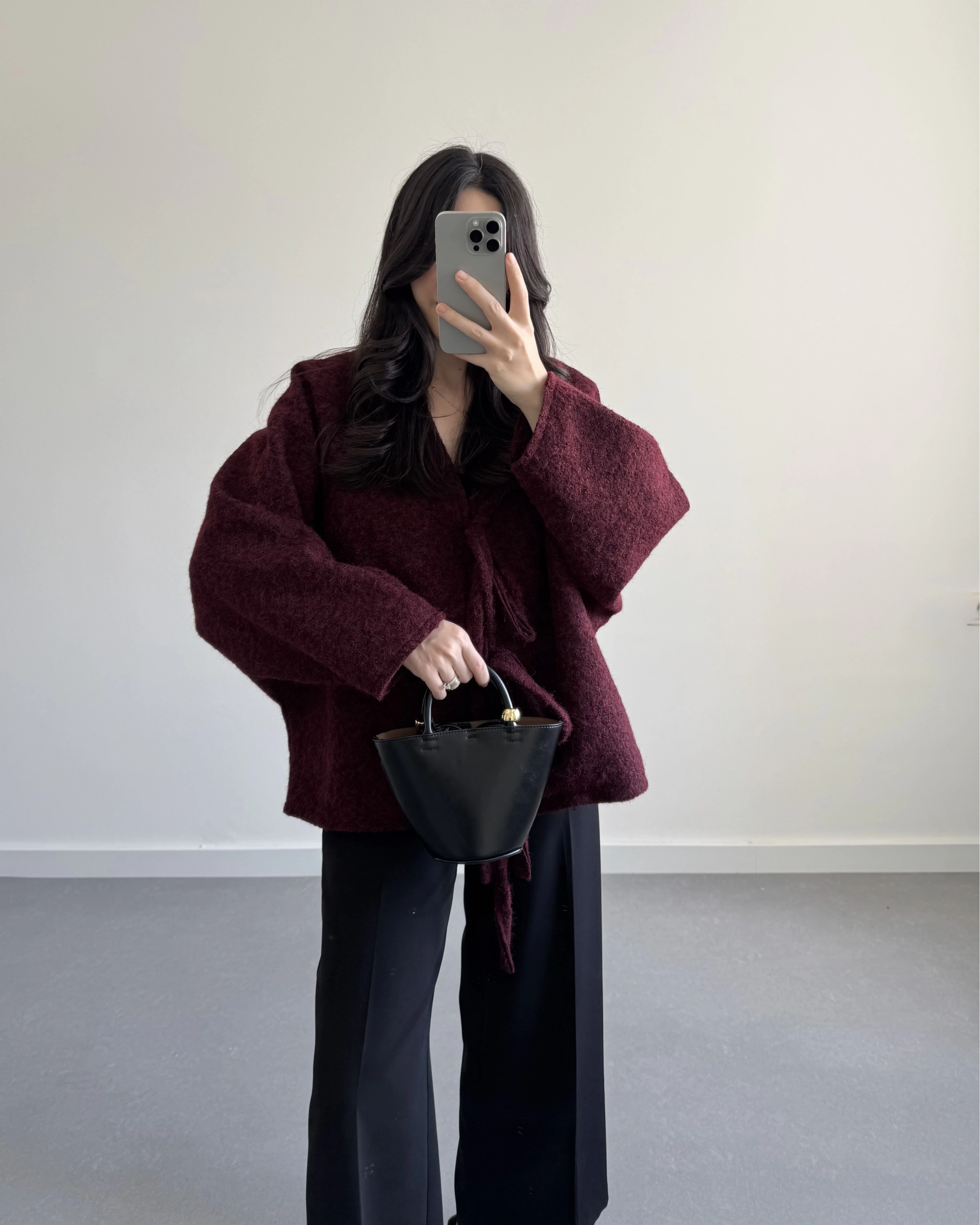 BORDO SAKALLI KAŞE TASARIM CEKET