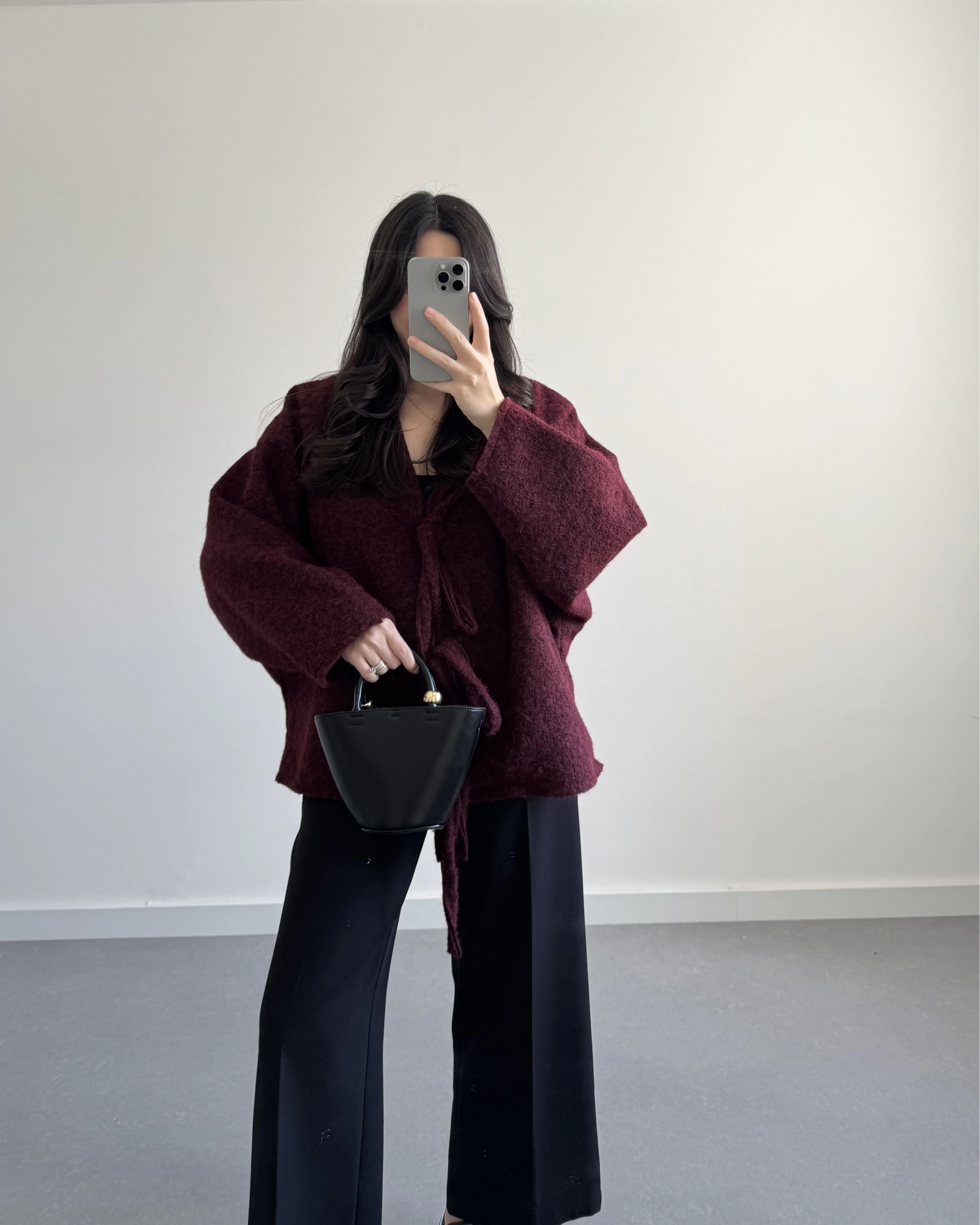 BORDO SAKALLI KAŞE TASARIM CEKET