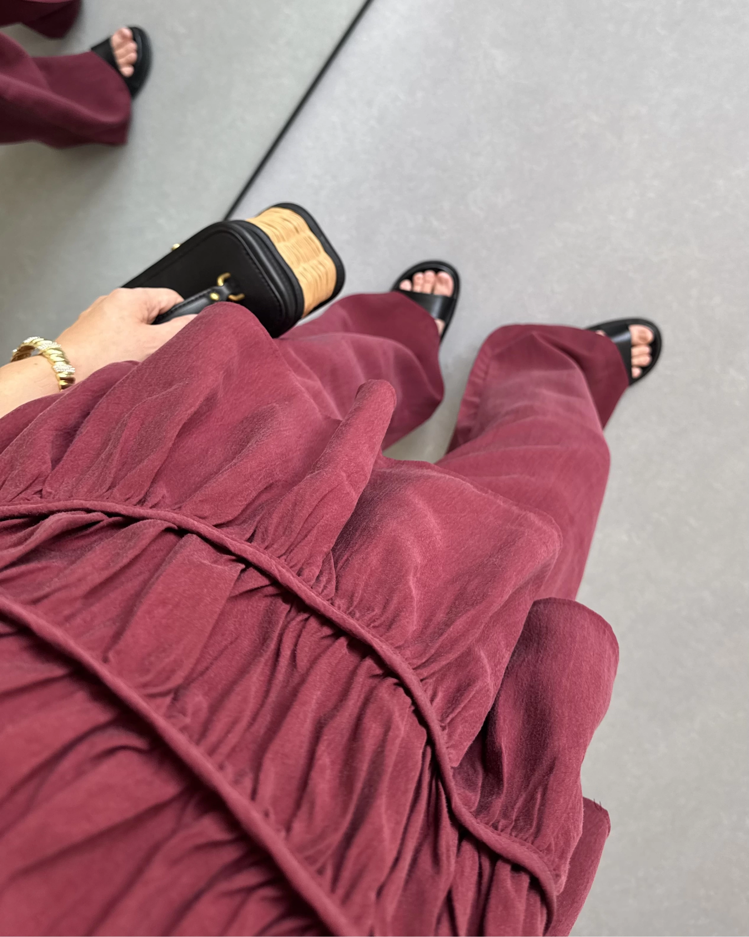 BORDO TENSEL LAYERLİ BLUZ TAKIM