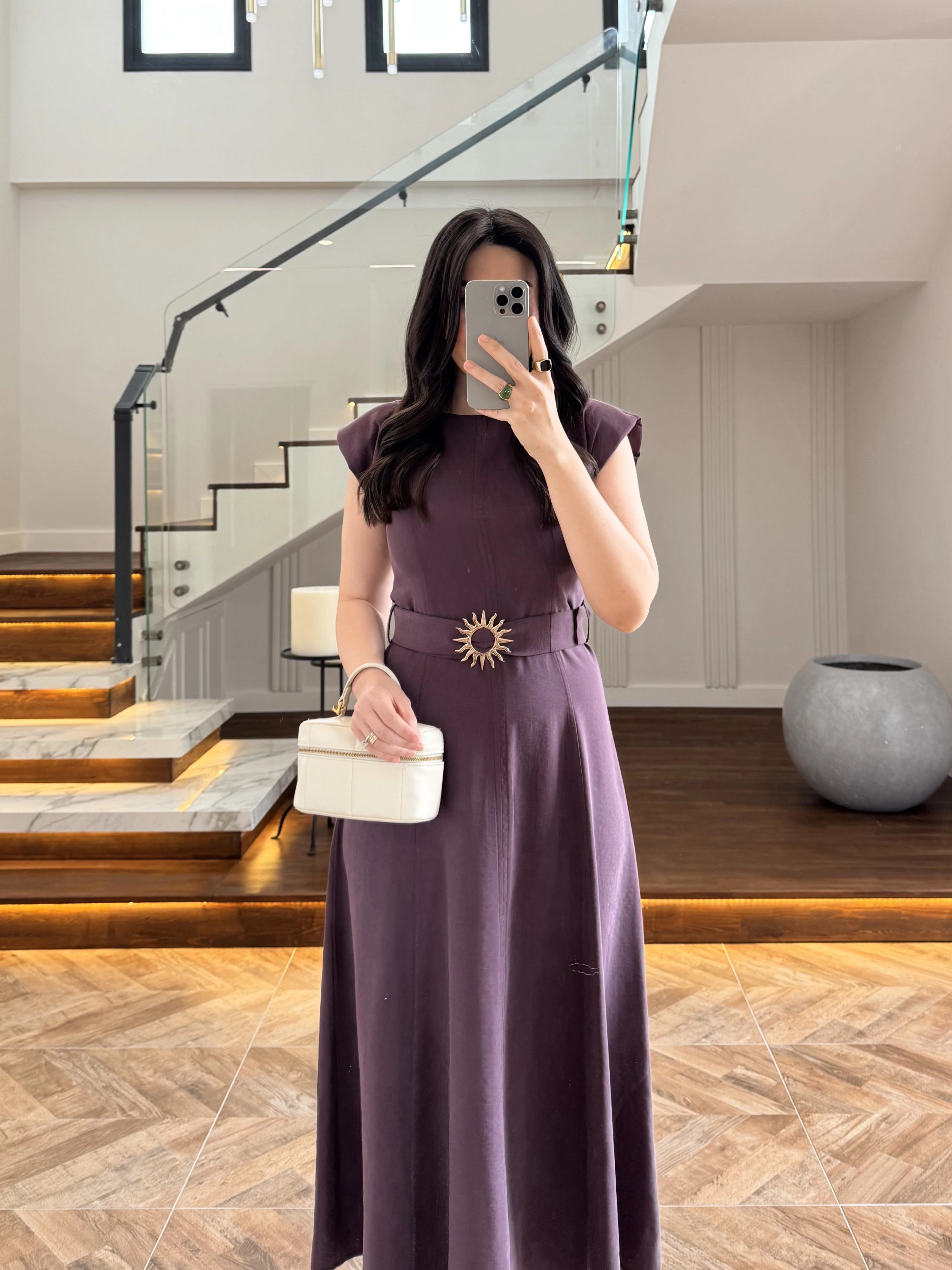 BORDO TOKA DETAYLI TENSEL ELBİSE -260990
