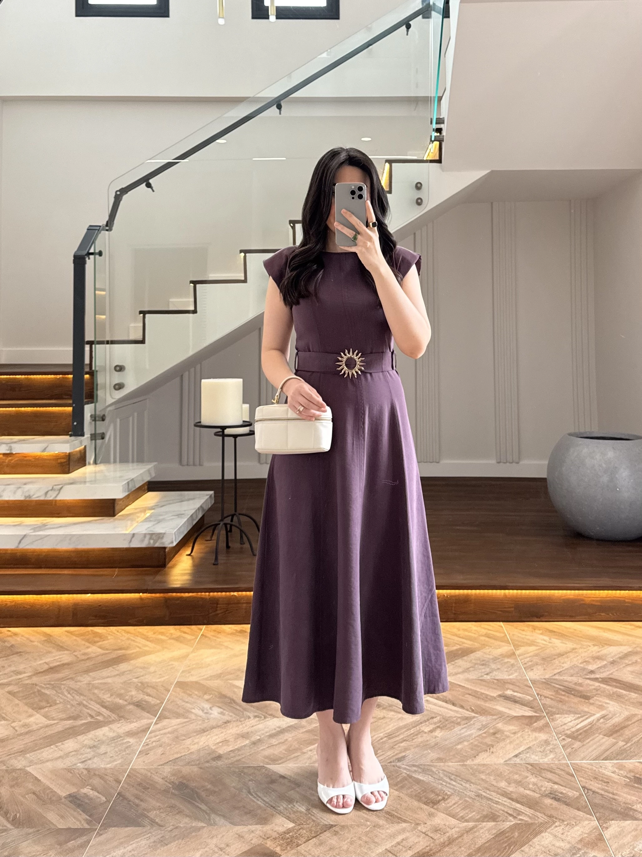 BORDO TOKA DETAYLI TENSEL ELBİSE -260990