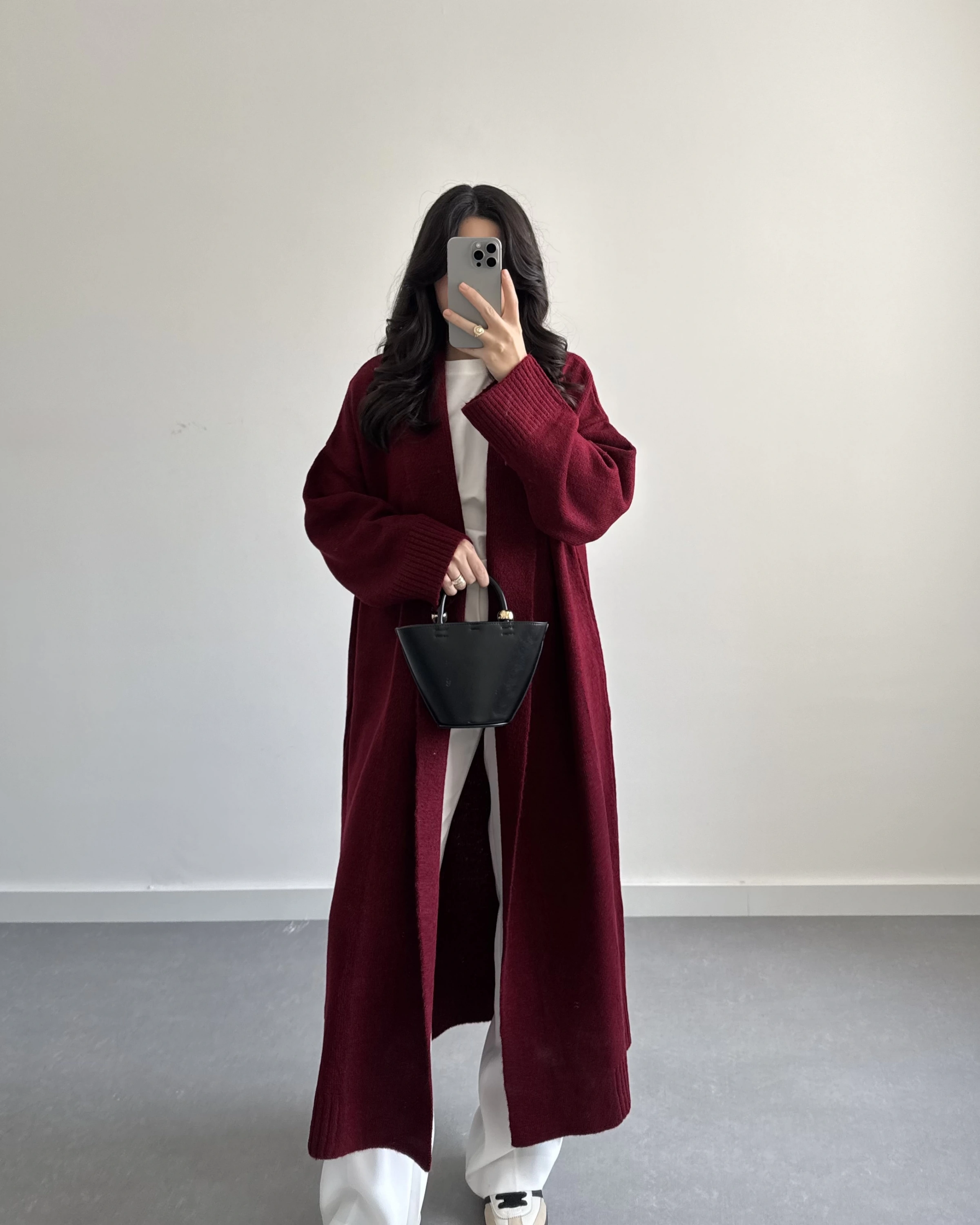 BORDO UZUN TRİKO HIRKA