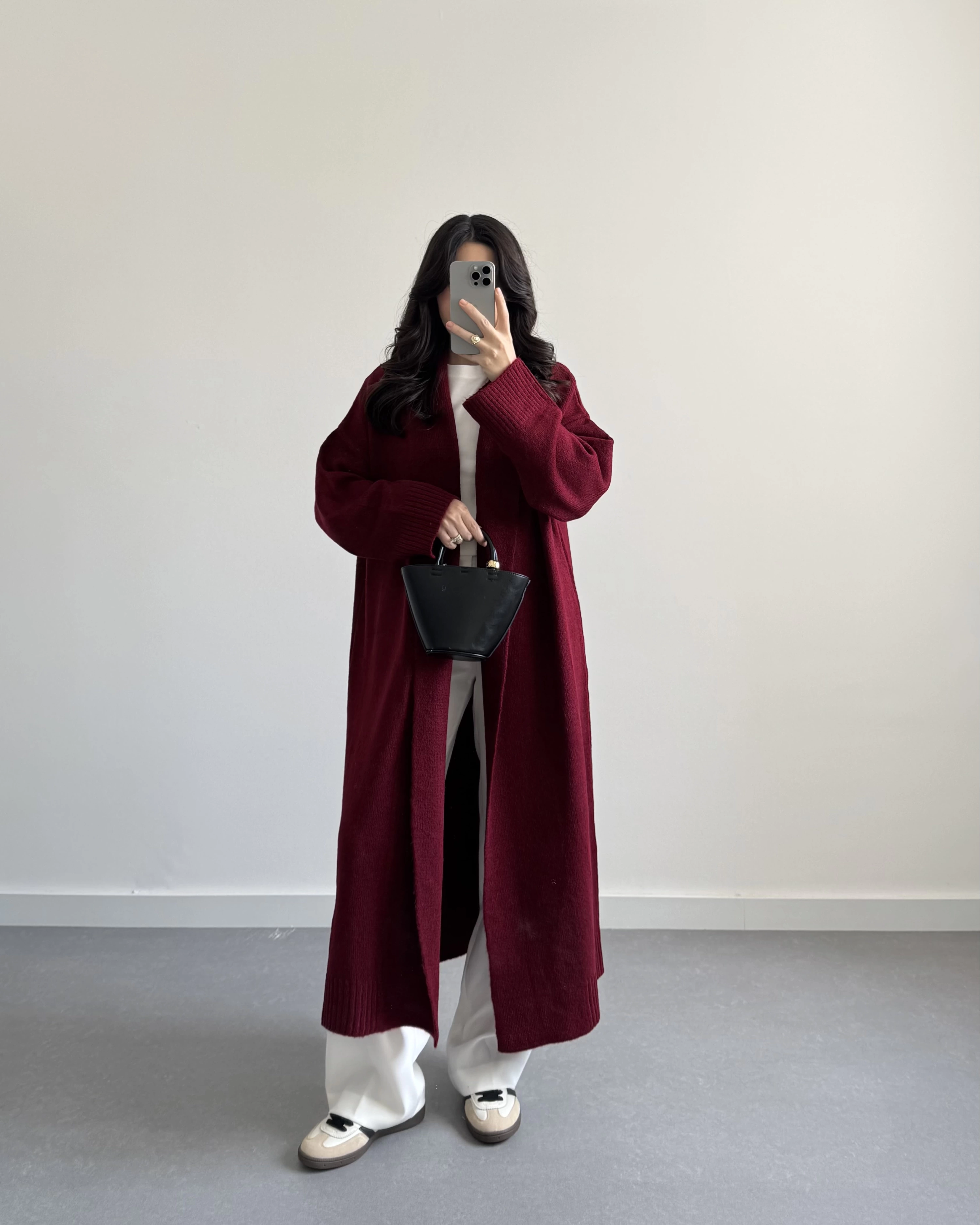 BORDO UZUN TRİKO HIRKA