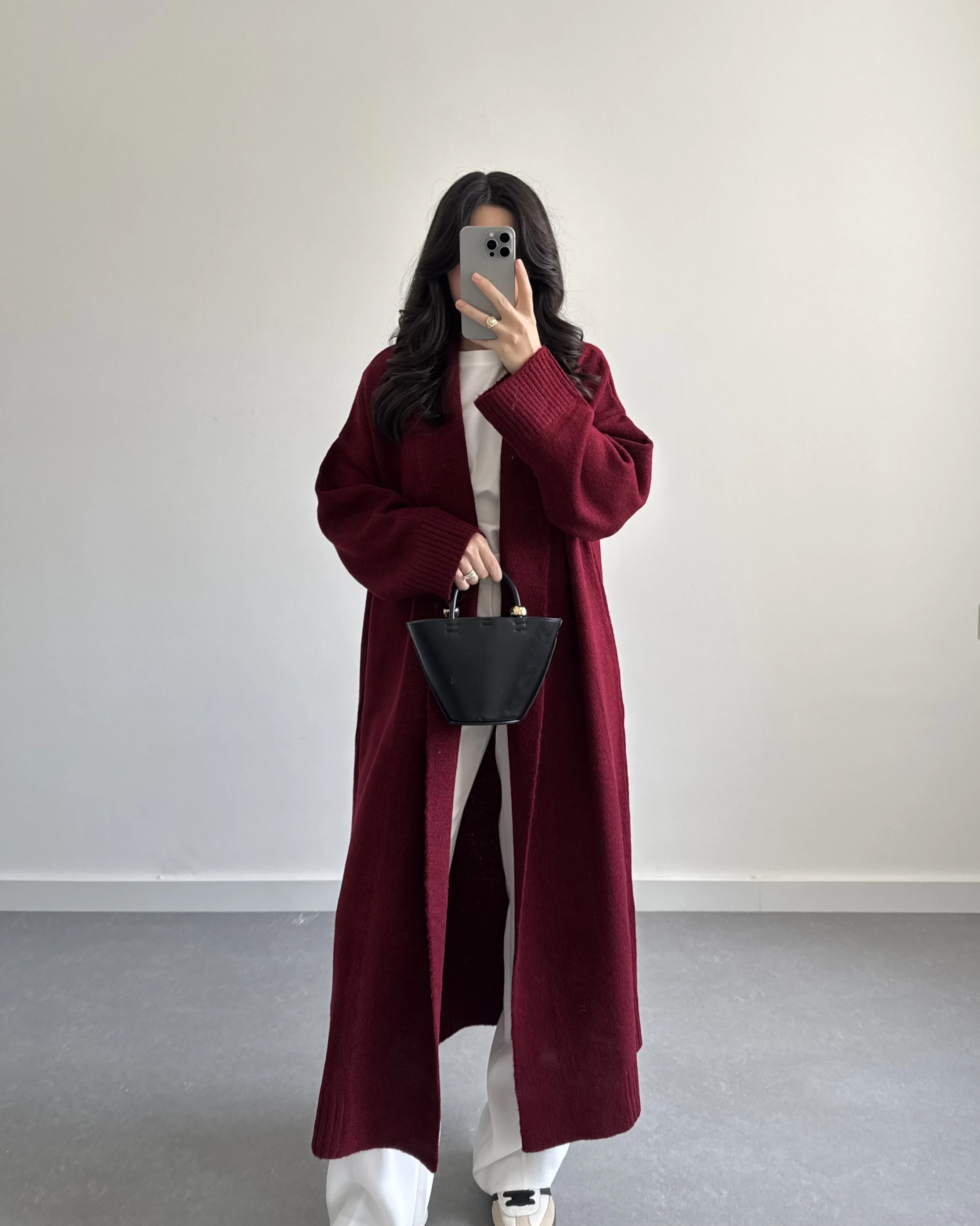 BORDO UZUN TRİKO HIRKA
