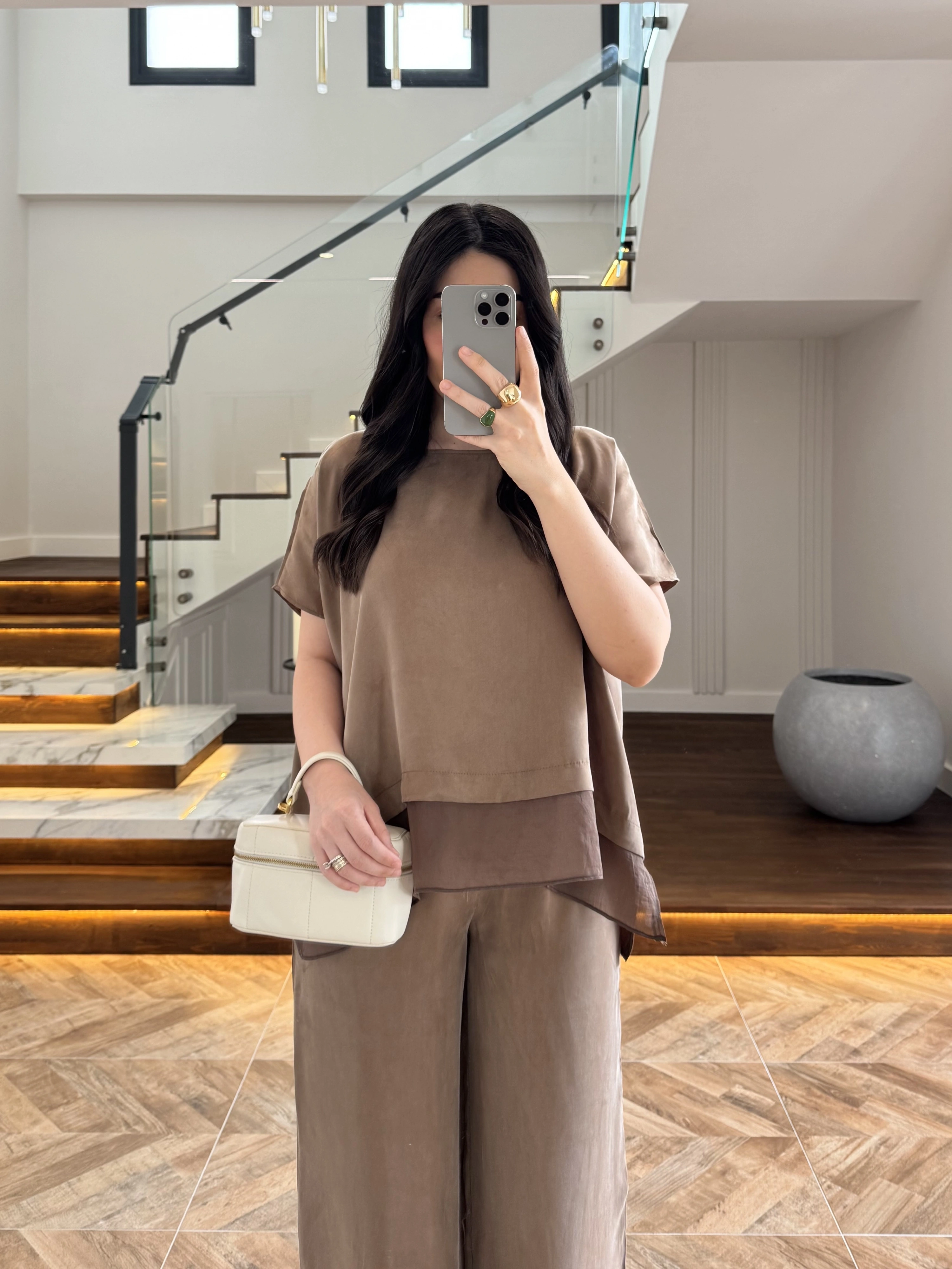 BRONZ GARNİLİ BLUZ PANTOLON TAKIM -51420