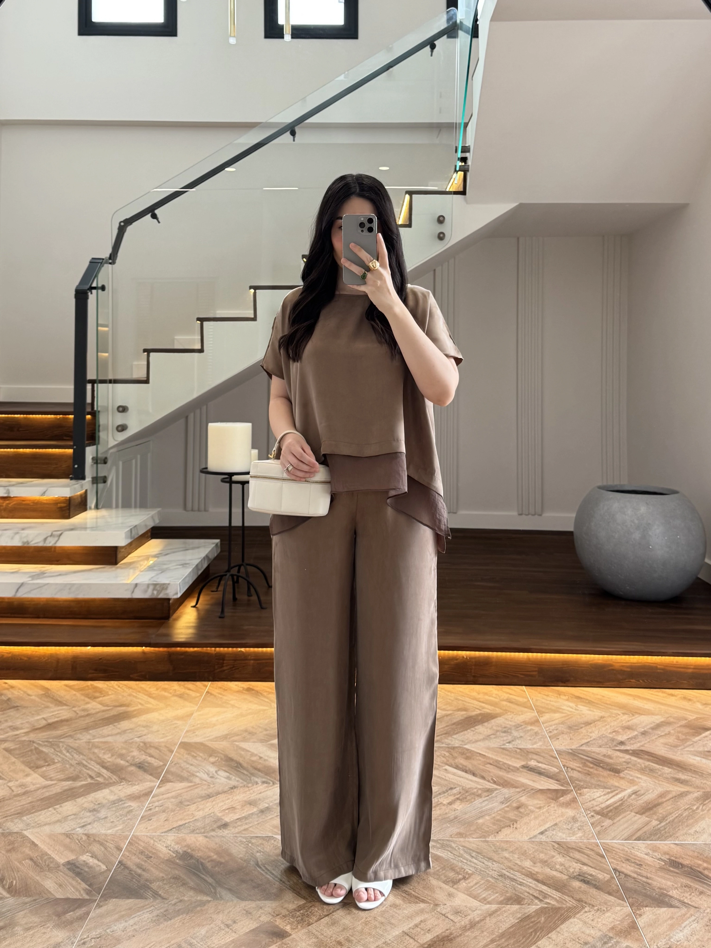BRONZ GARNİLİ BLUZ PANTOLON TAKIM -51420