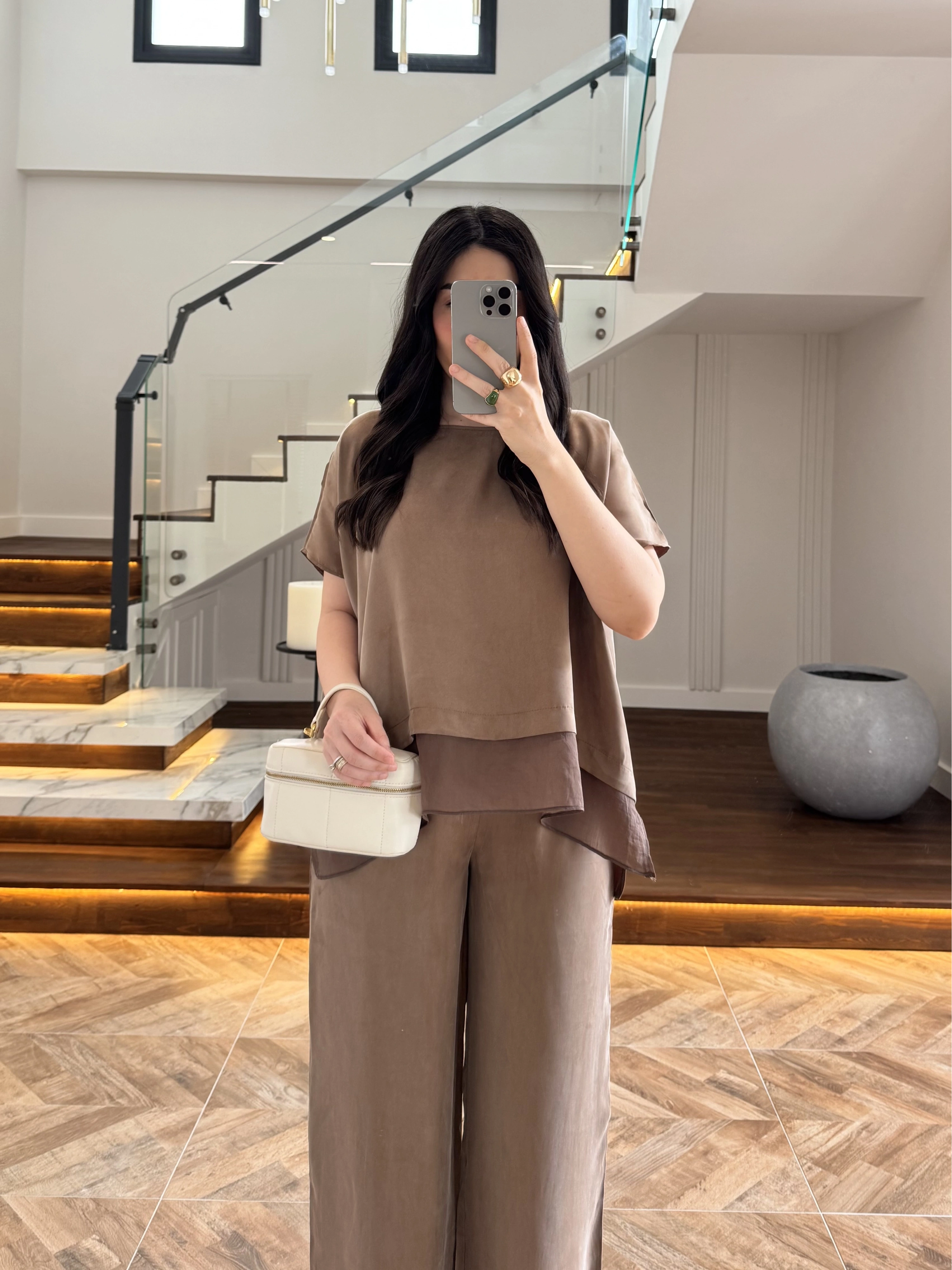 BRONZ GARNİLİ BLUZ PANTOLON TAKIM -51420