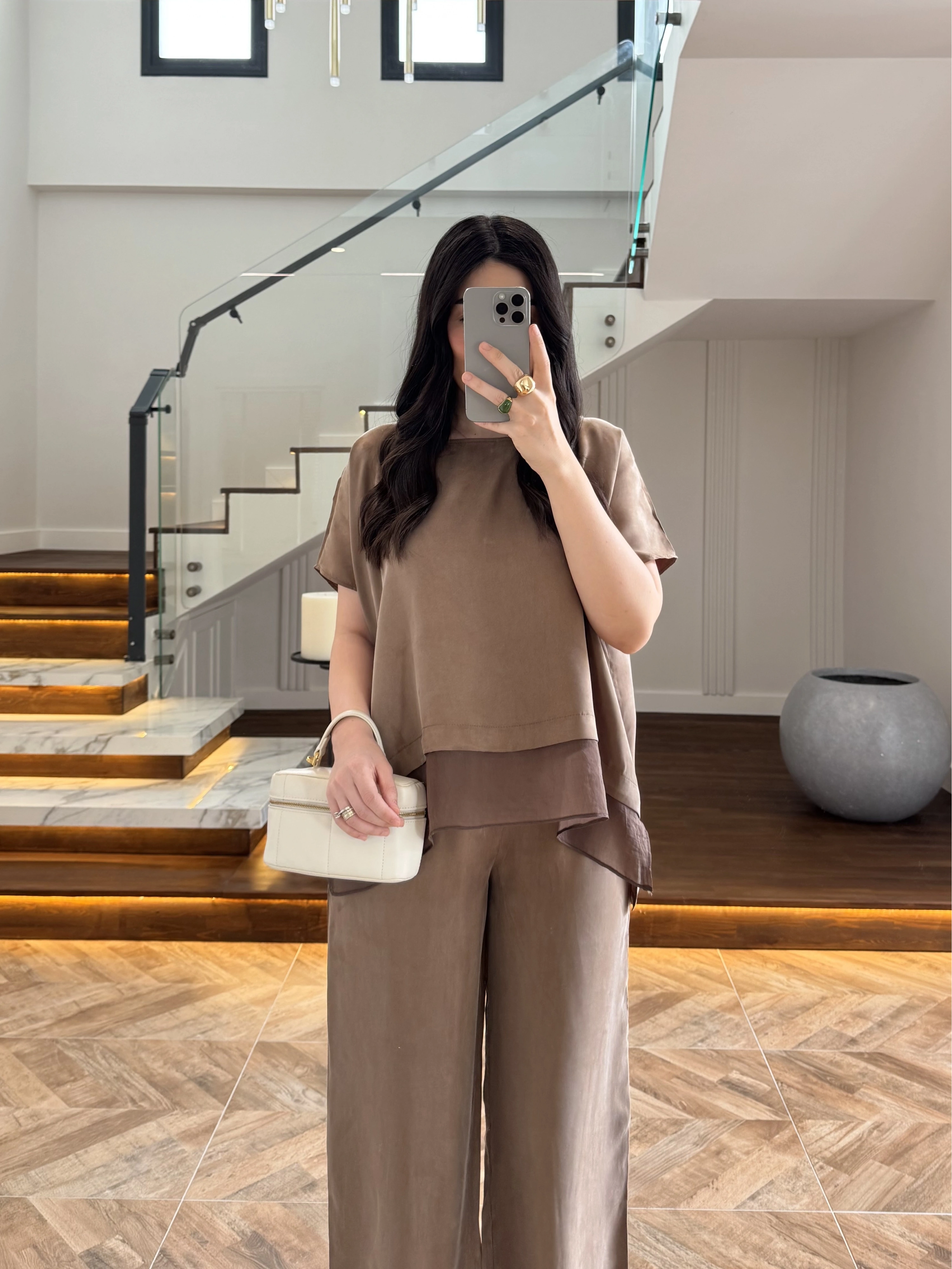 BRONZ GARNİLİ BLUZ PANTOLON TAKIM -51420