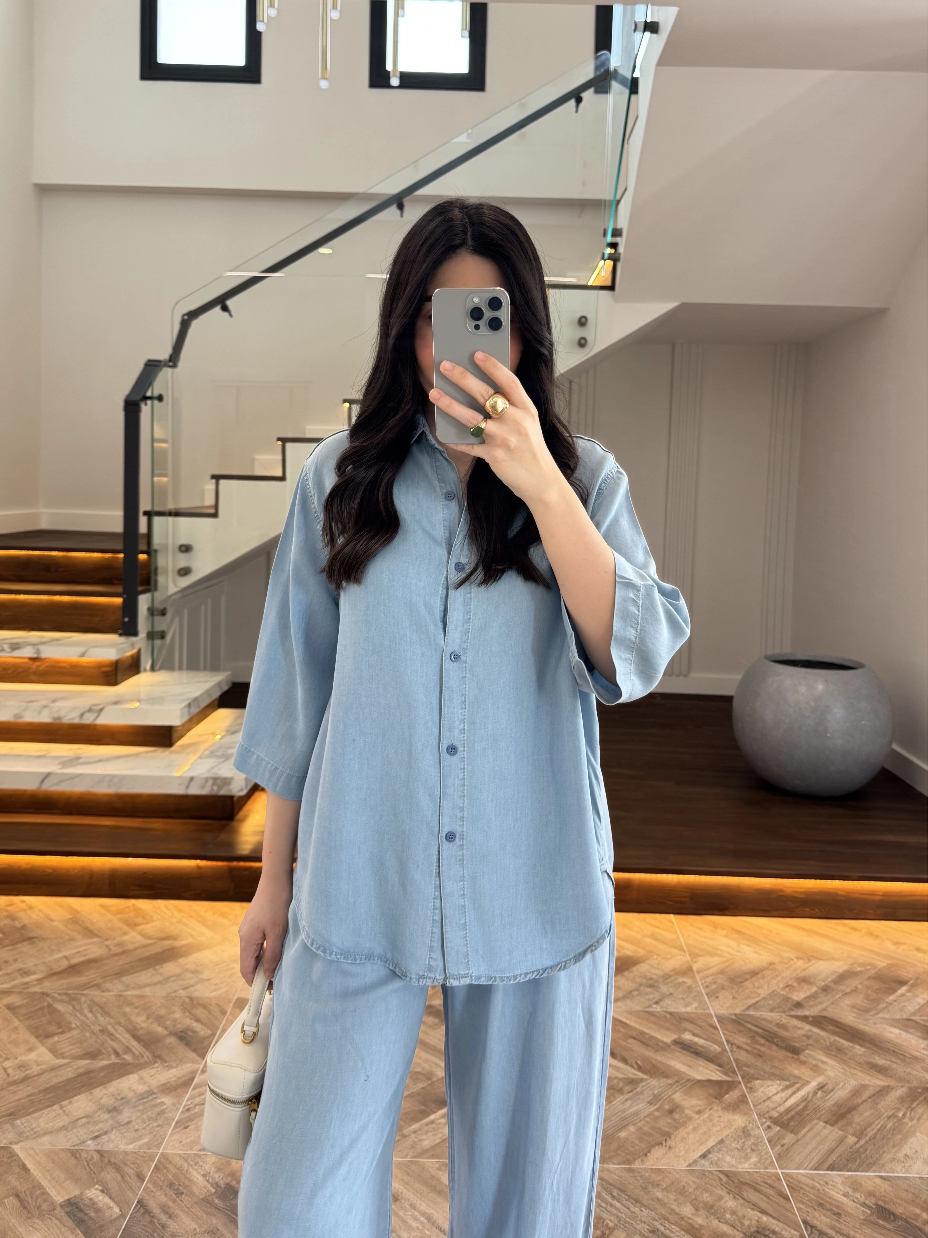 BUZ MAVİ TENCEL TAKIM -260926