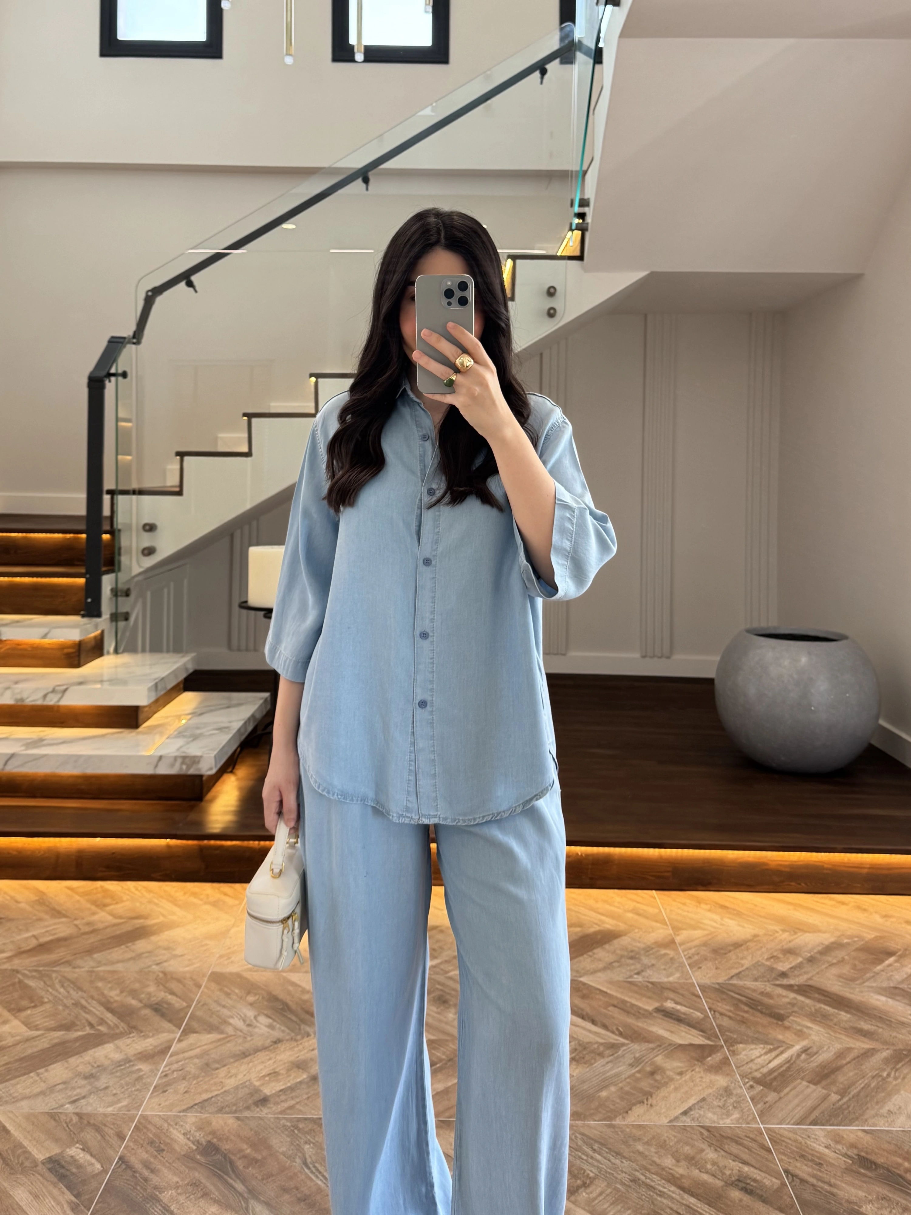 BUZ MAVİ TENCEL TAKIM -260926