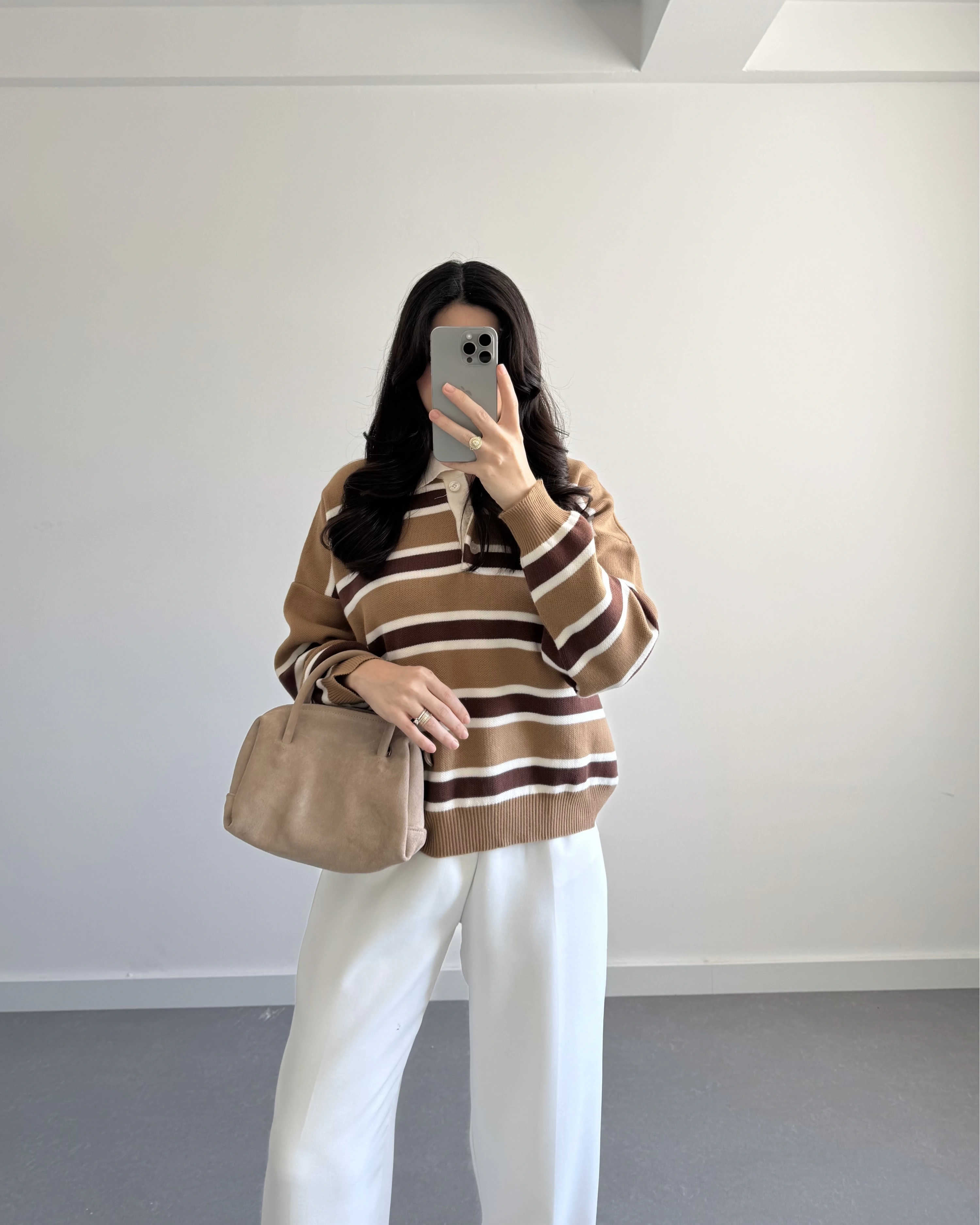 CAMEL ÇİZGİLİ KAZAK