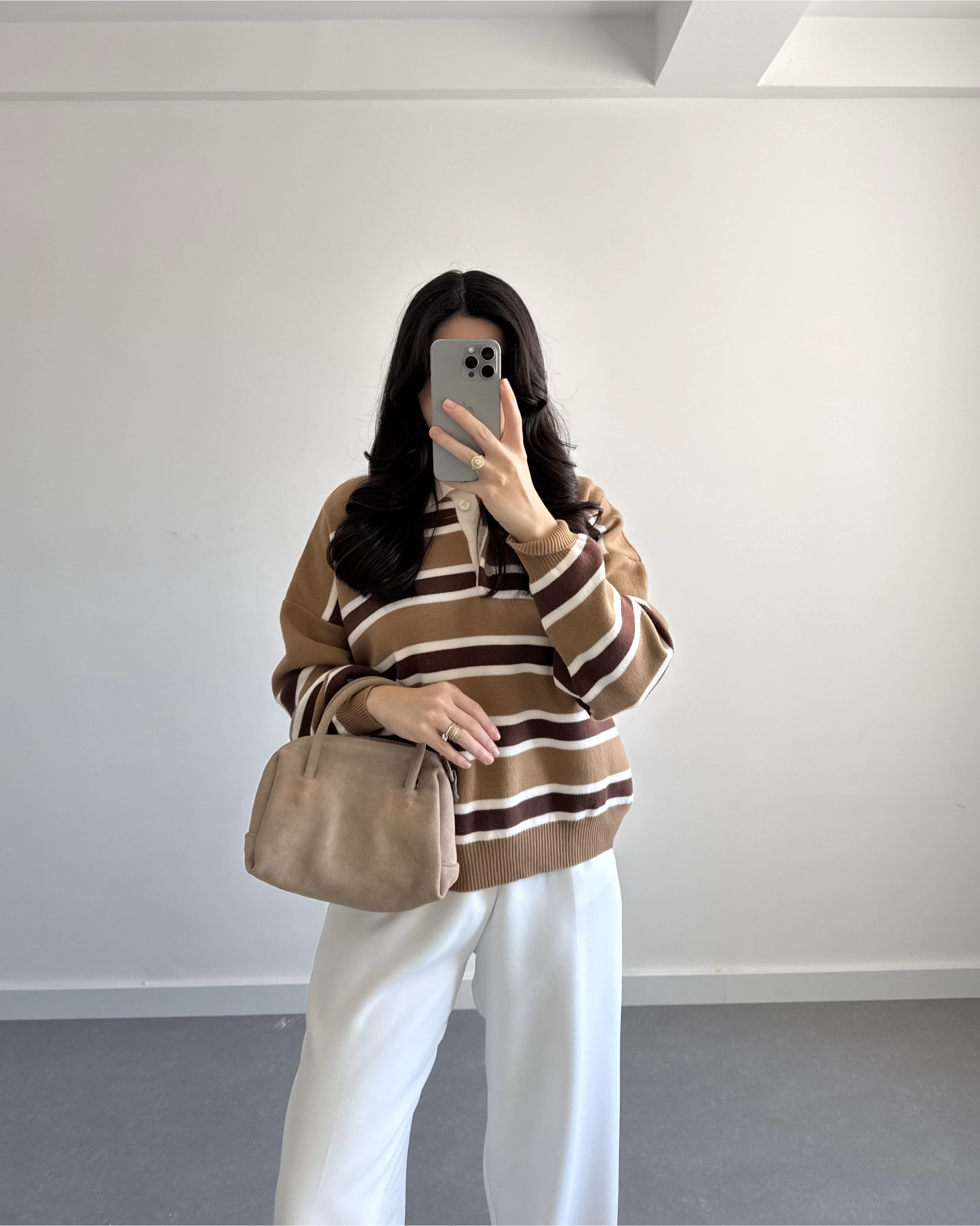 CAMEL ÇİZGİLİ KAZAK