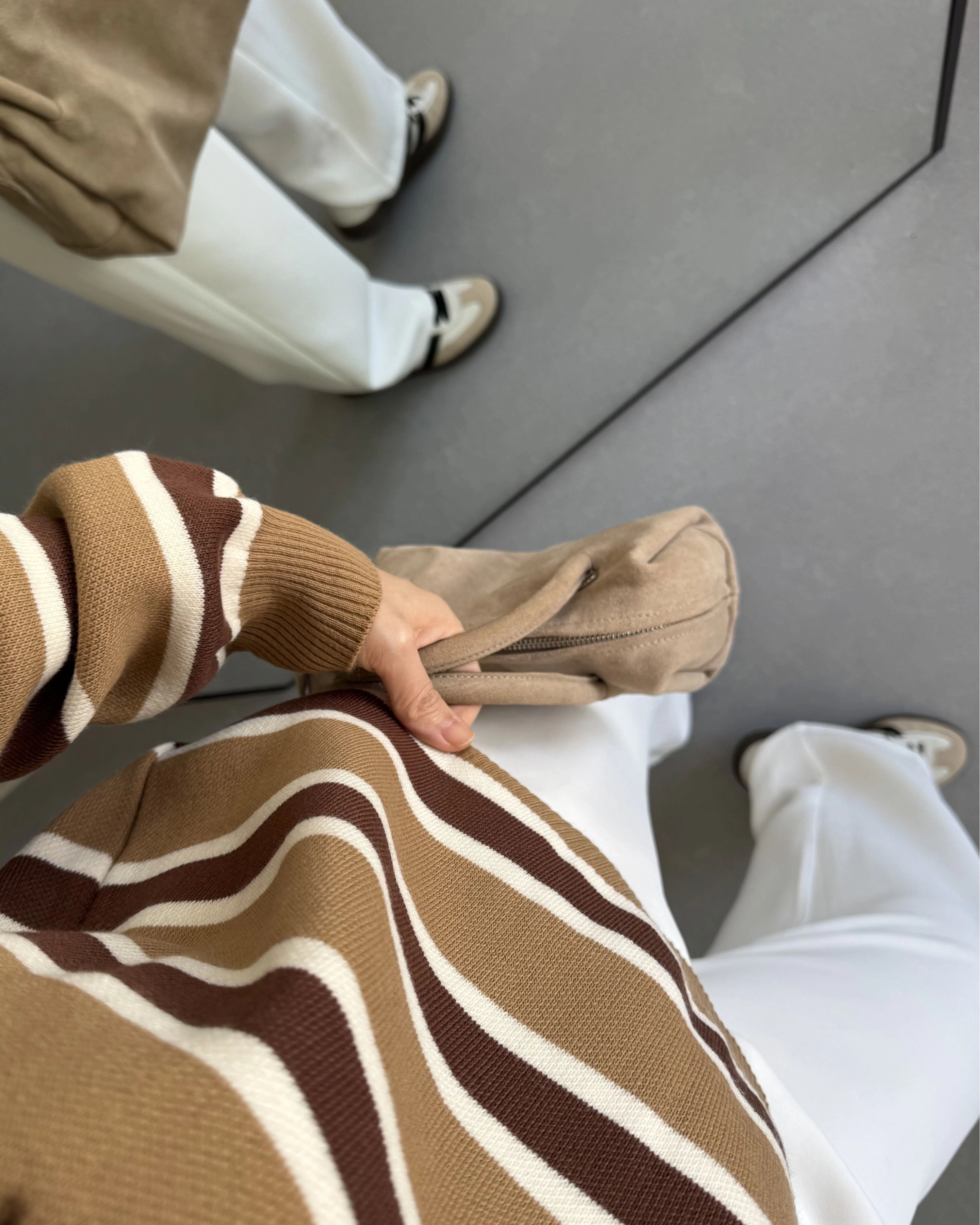 CAMEL ÇİZGİLİ KAZAK