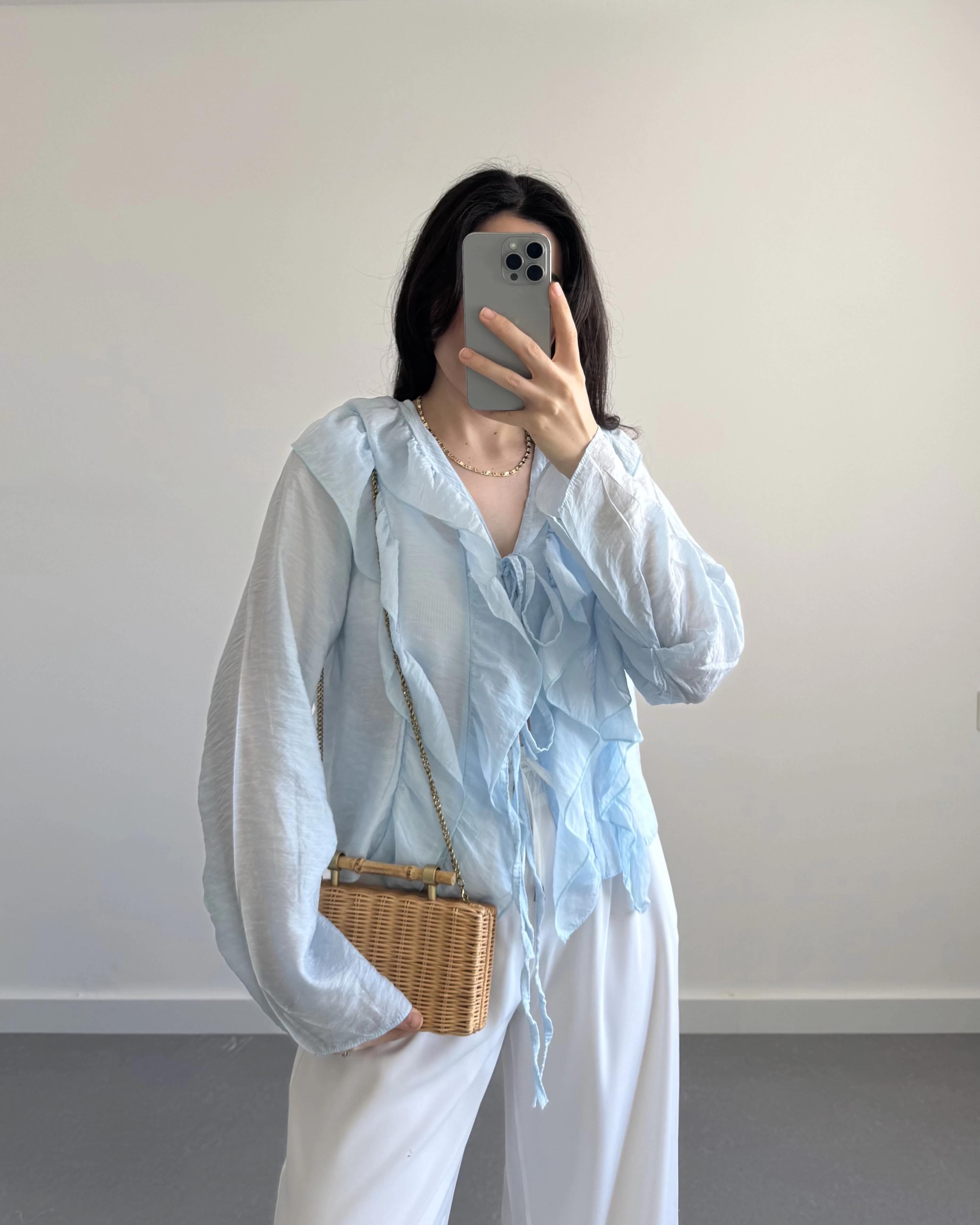 CLARA MAVİ FIRFIRLI GÖMLEK