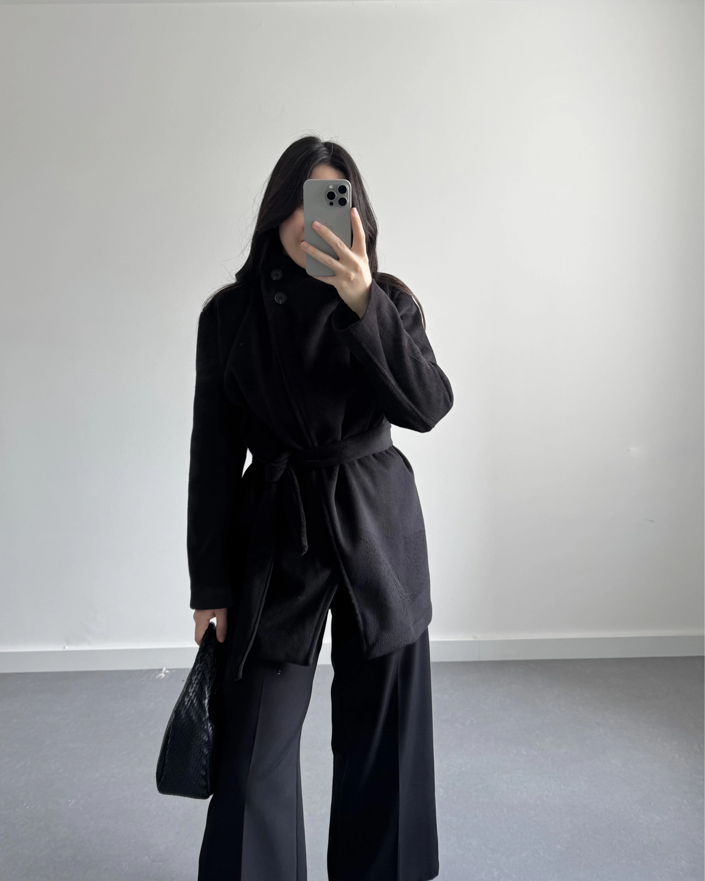 DİK YAKA KAŞE KABAN SİYAH