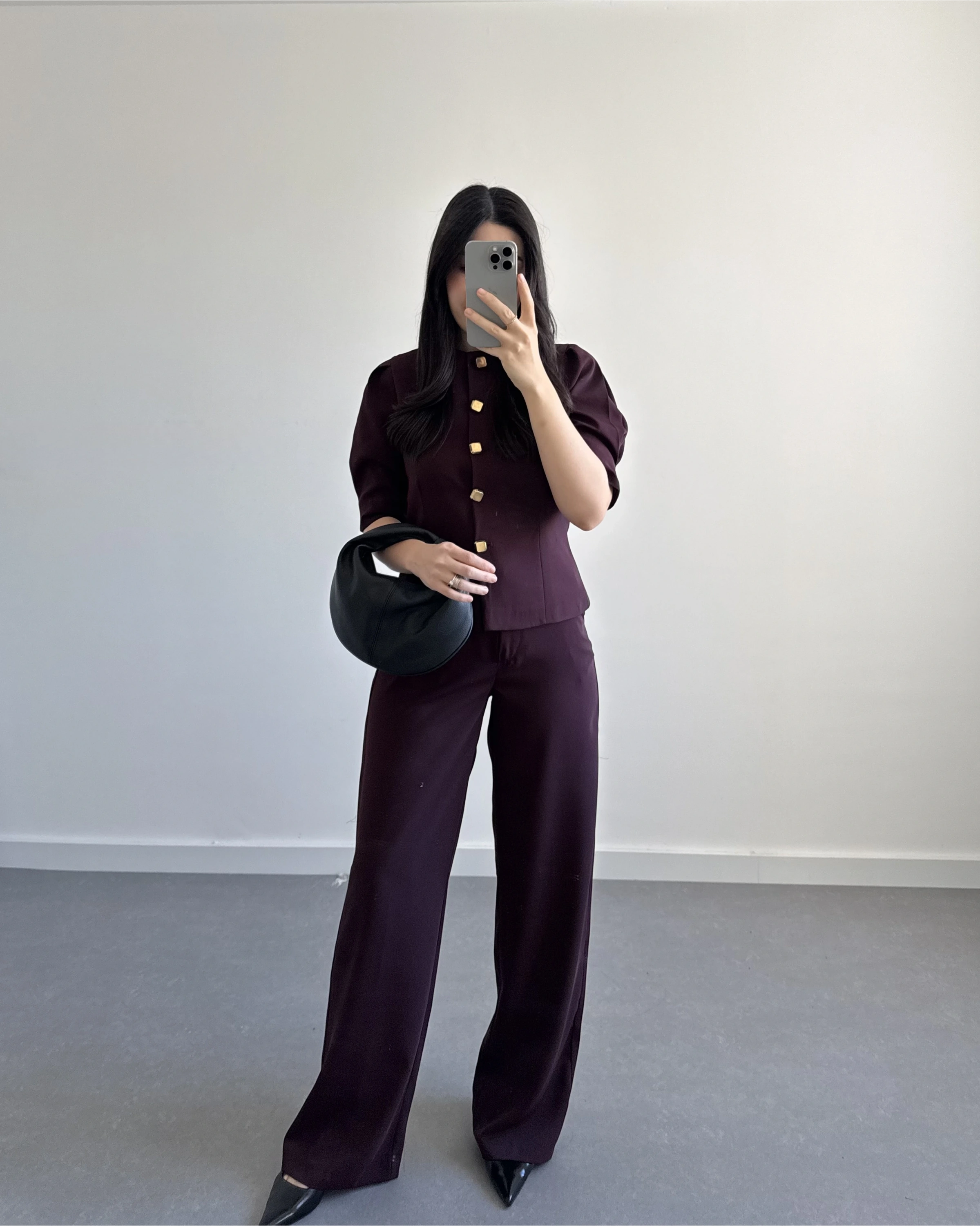 DÜĞME DETAYLI YELEK TAKIM BORDO