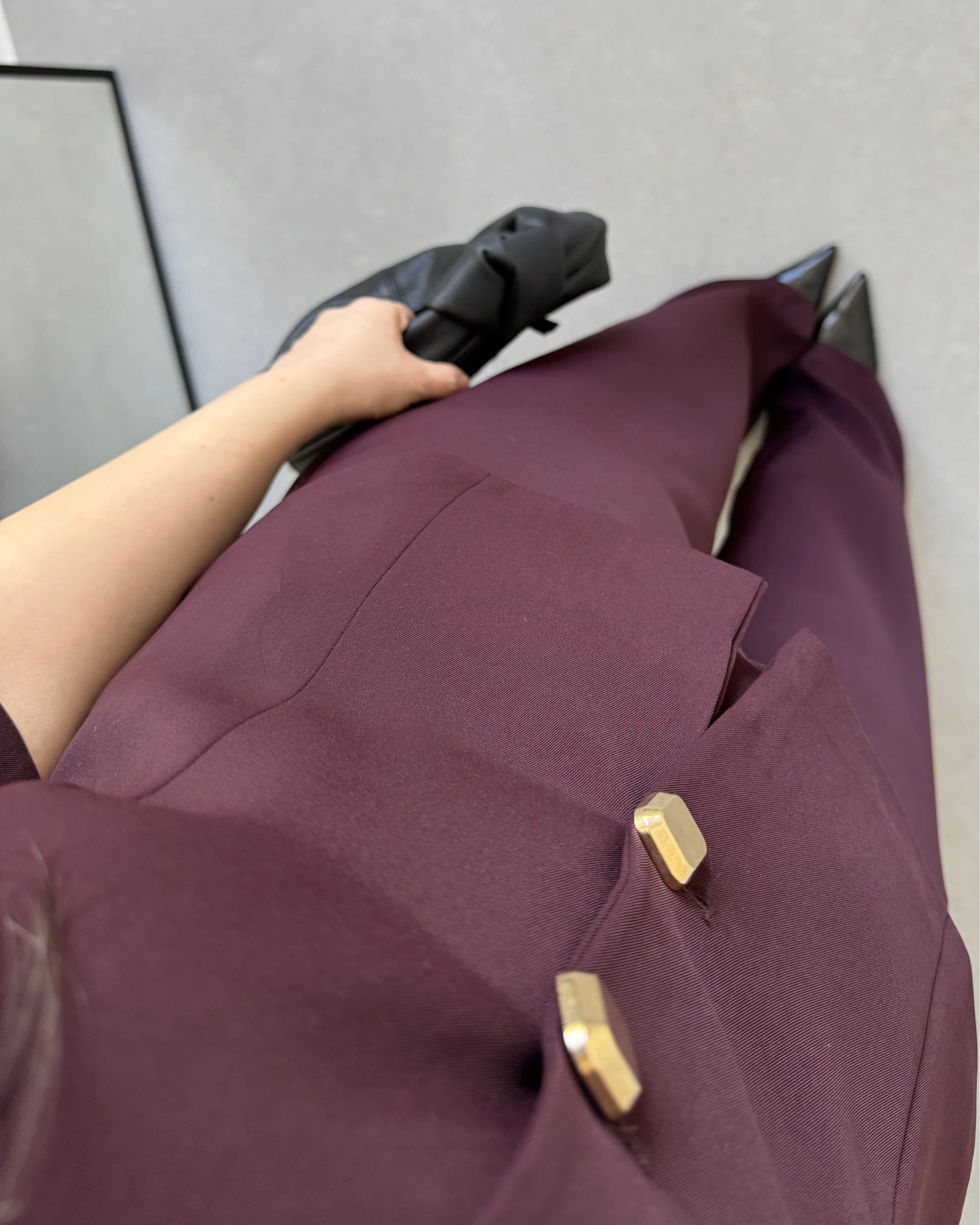 DÜĞME DETAYLI YELEK TAKIM BORDO