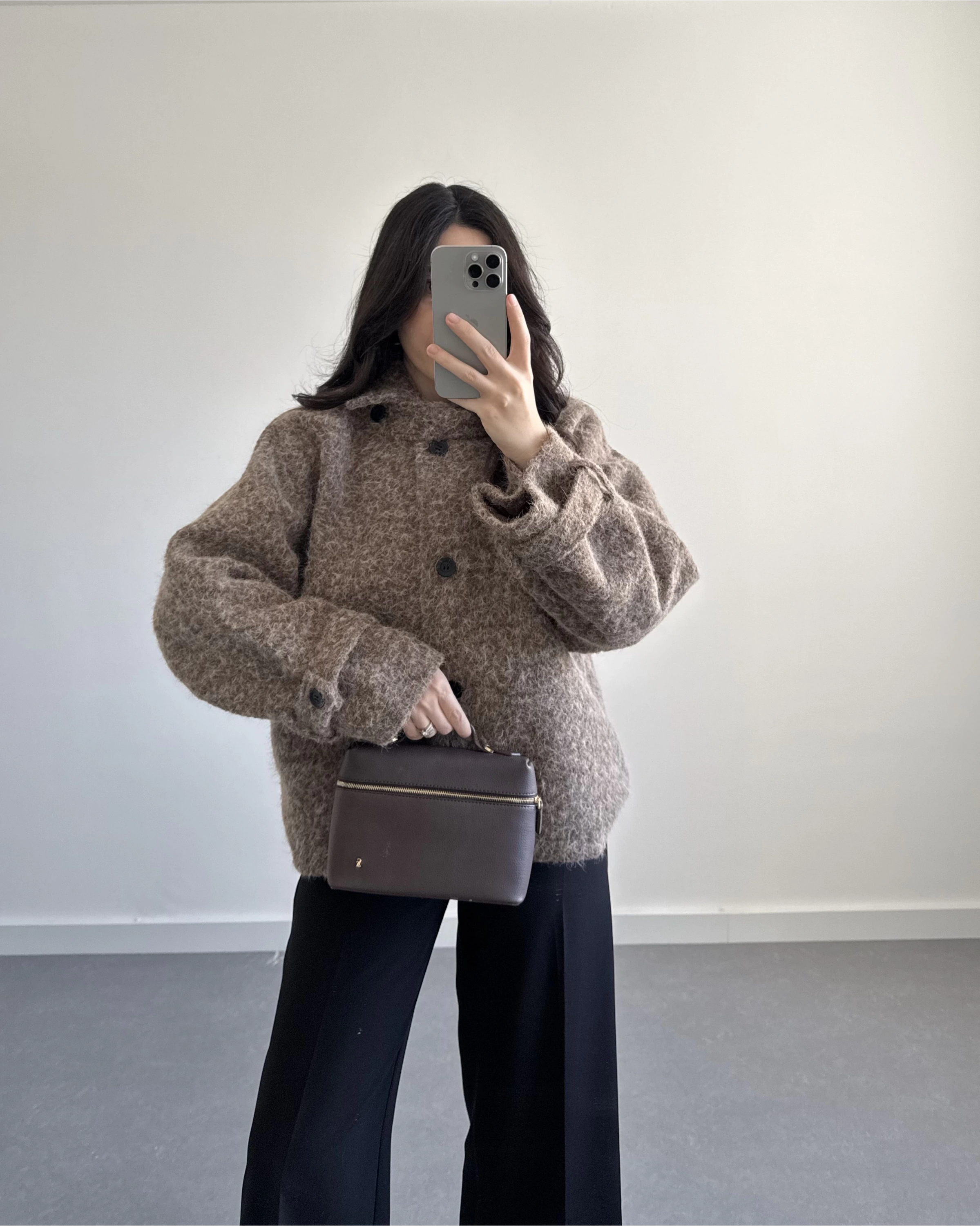 PREMİUM DÜĞMELİ KAŞE CEKET KAHVE