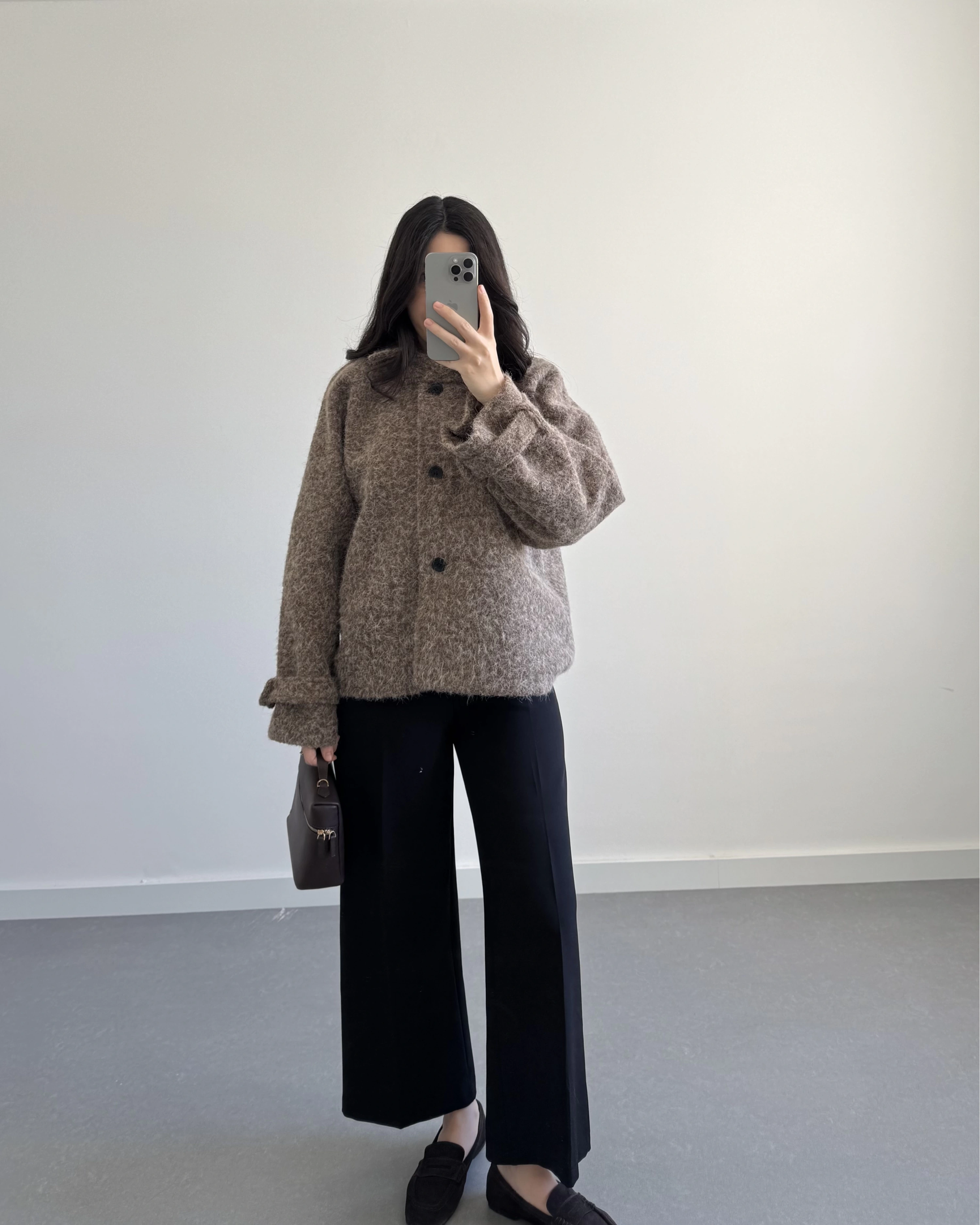 PREMİUM DÜĞMELİ KAŞE CEKET KAHVE