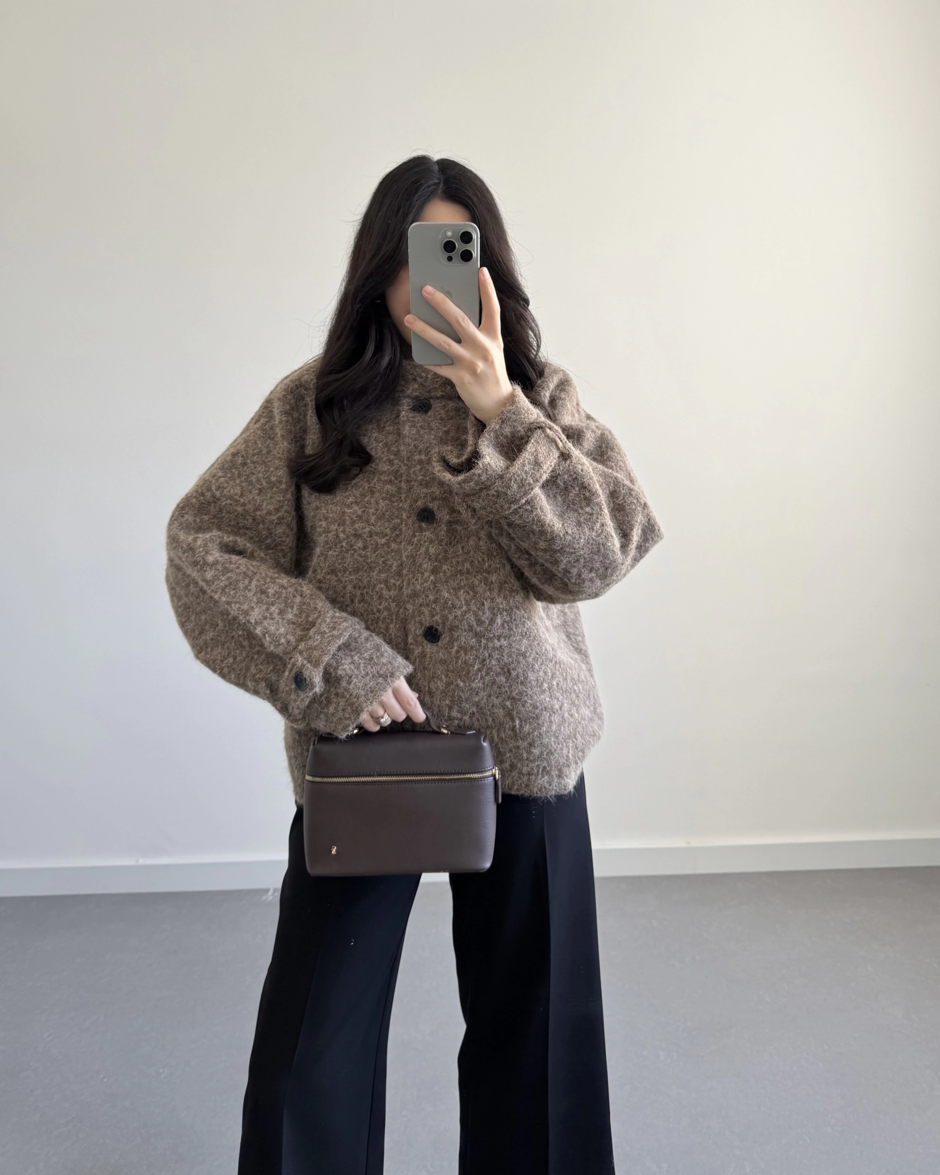 PREMİUM DÜĞMELİ KAŞE CEKET KAHVE