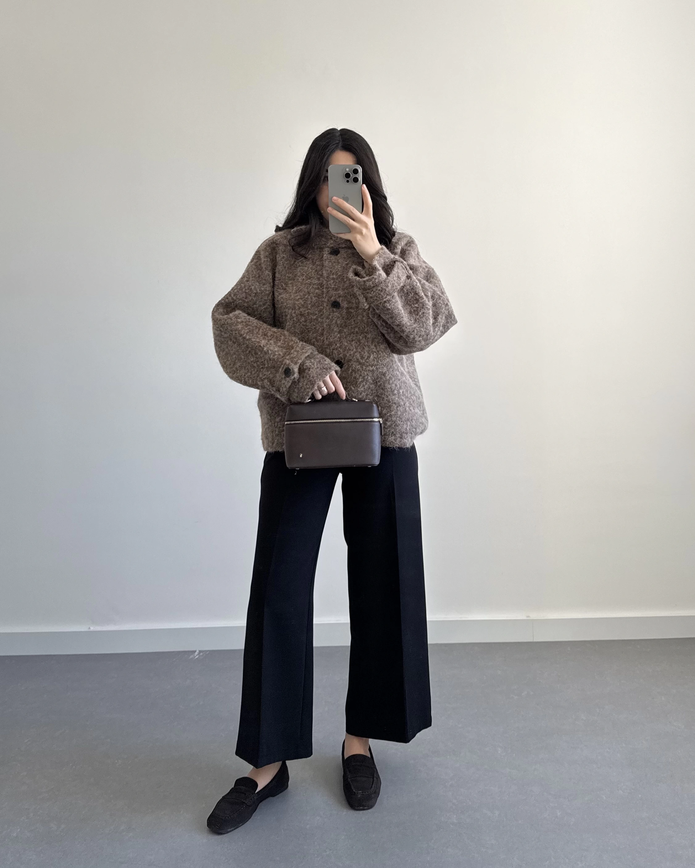 PREMİUM DÜĞMELİ KAŞE CEKET KAHVE