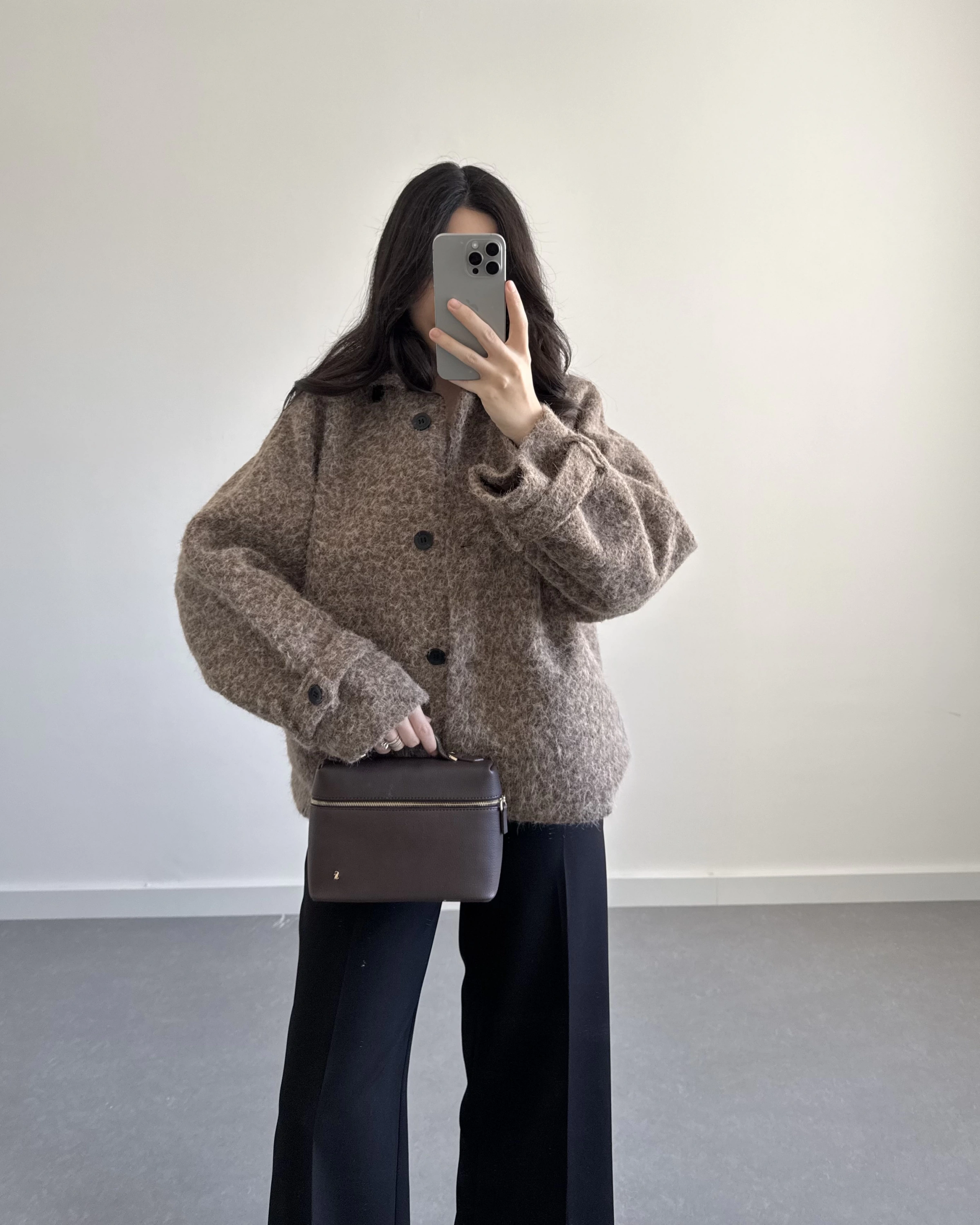 PREMİUM DÜĞMELİ KAŞE CEKET KAHVE