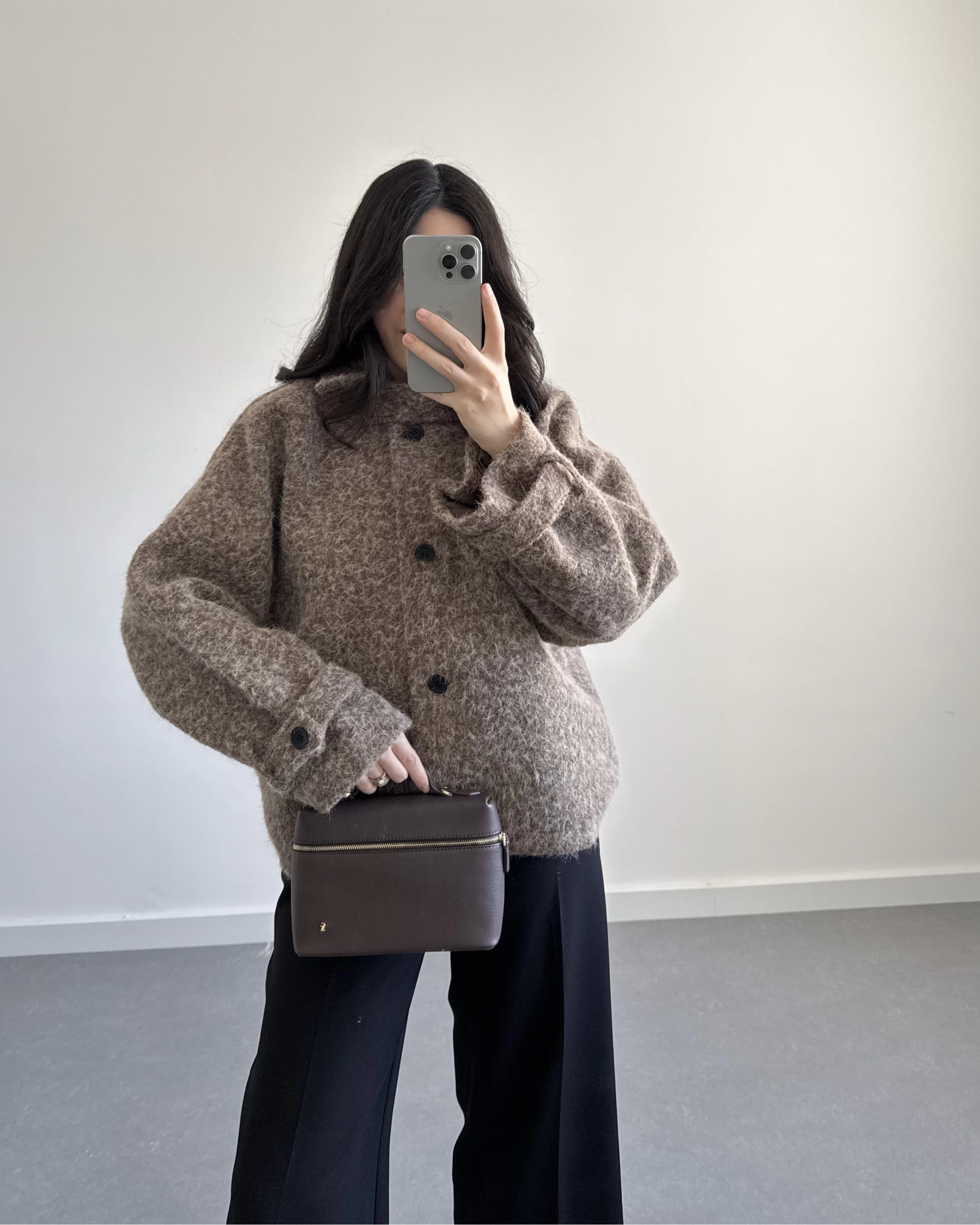 PREMİUM DÜĞMELİ KAŞE CEKET KAHVE