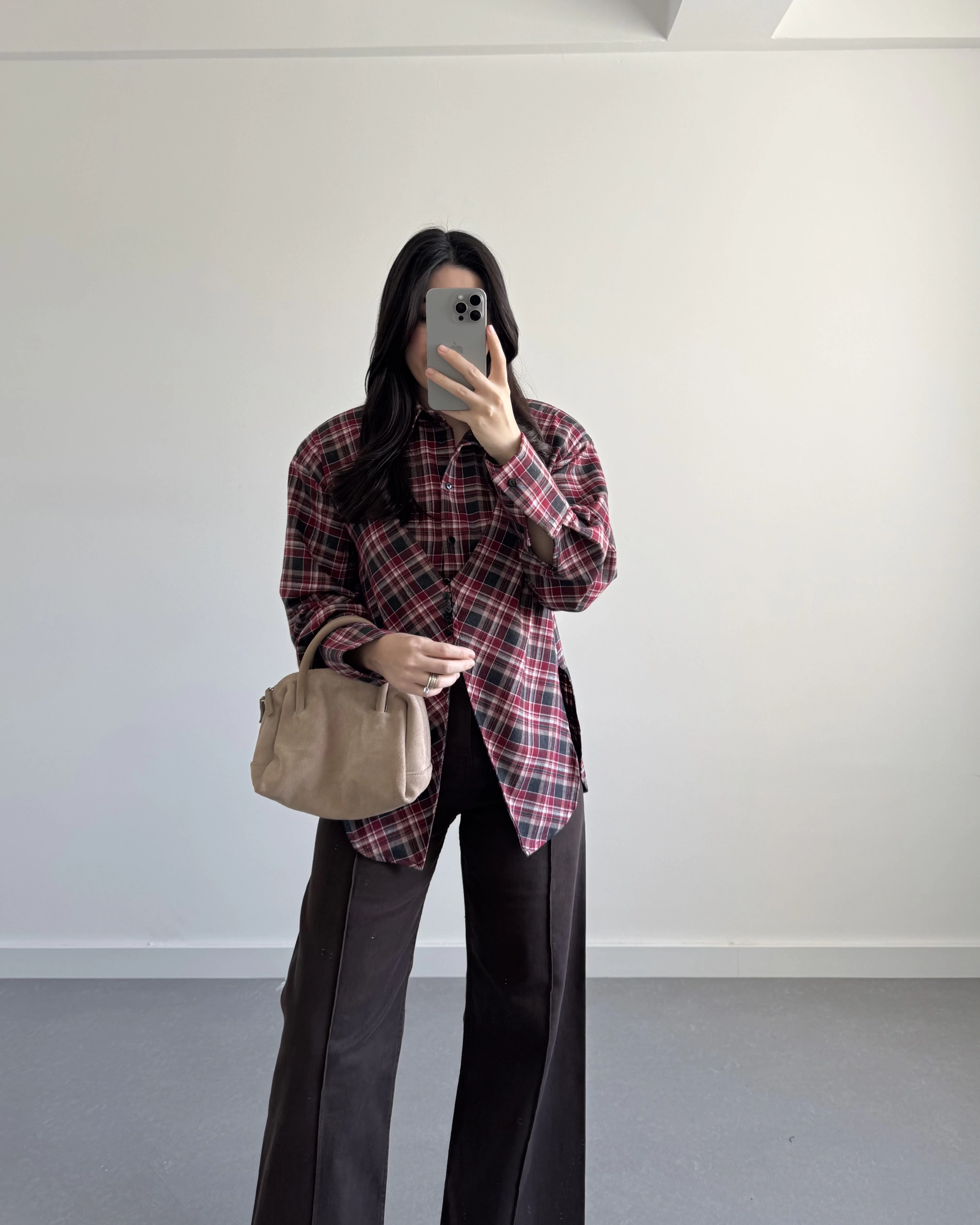 EKOSE DESEN VATKALI GÖMLEK KIRMIZI