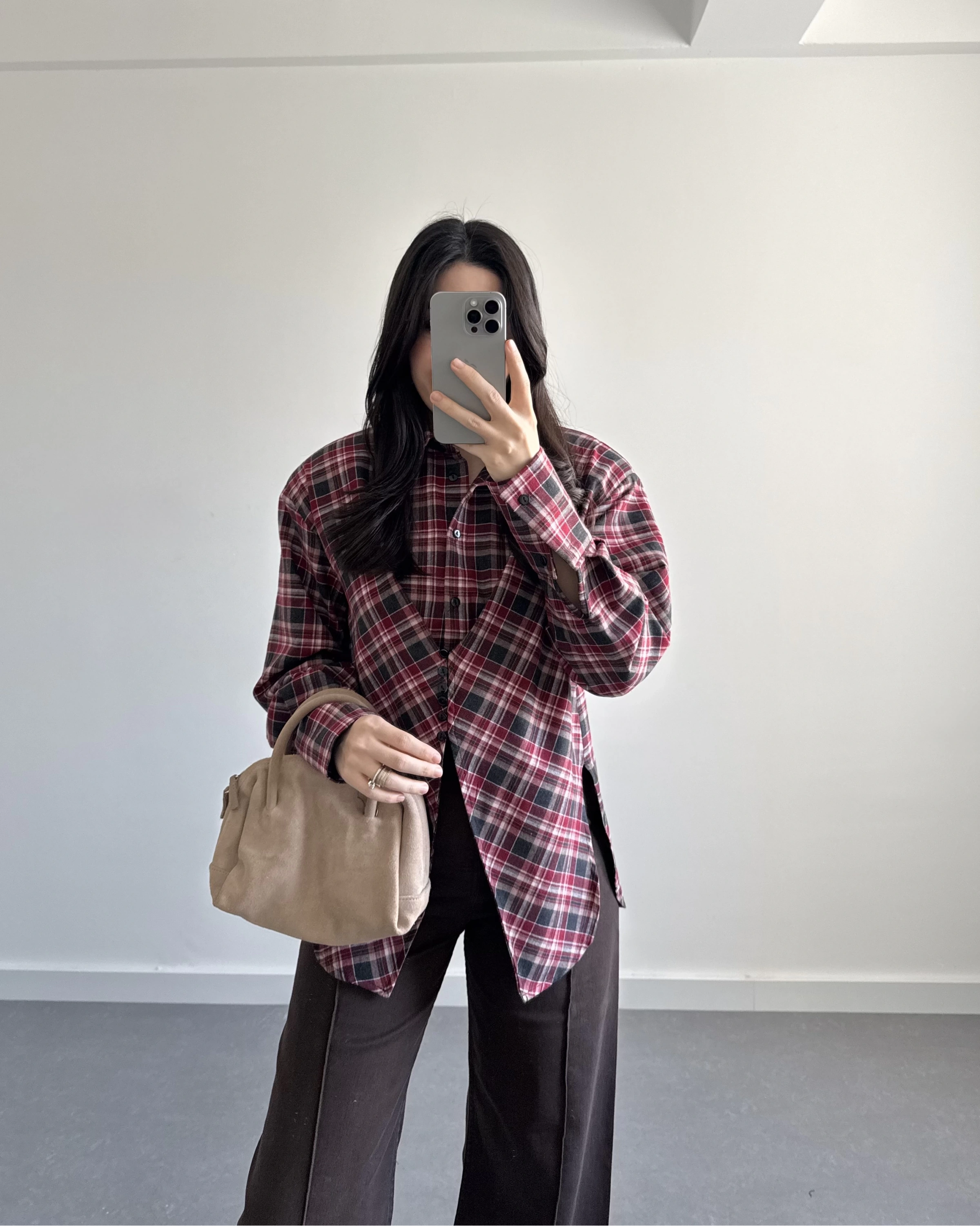 EKOSE DESEN VATKALI GÖMLEK KIRMIZI