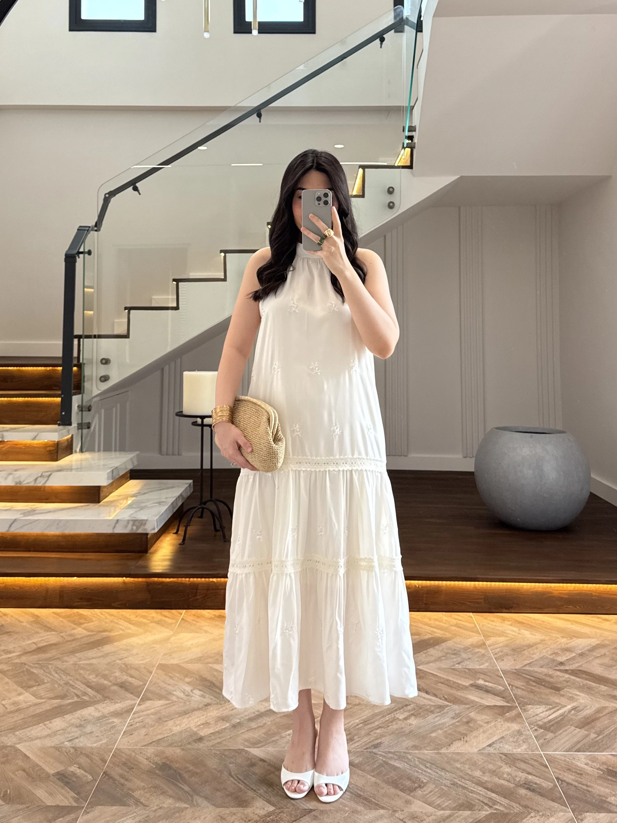 EKRU GÜPÜR DETAY KAT KAT ELBİSE-9614
