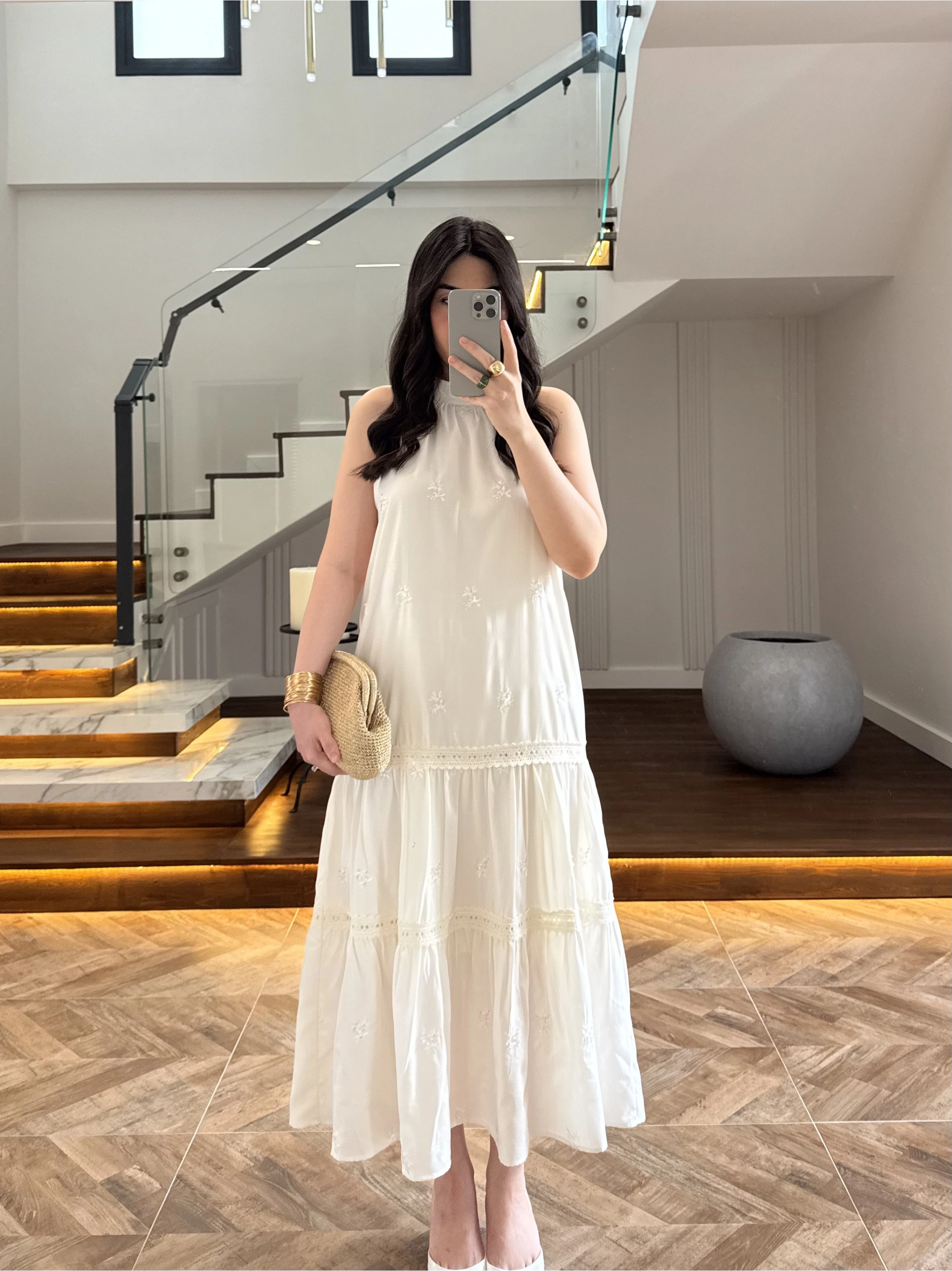 EKRU GÜPÜR DETAY KAT KAT ELBİSE-9614