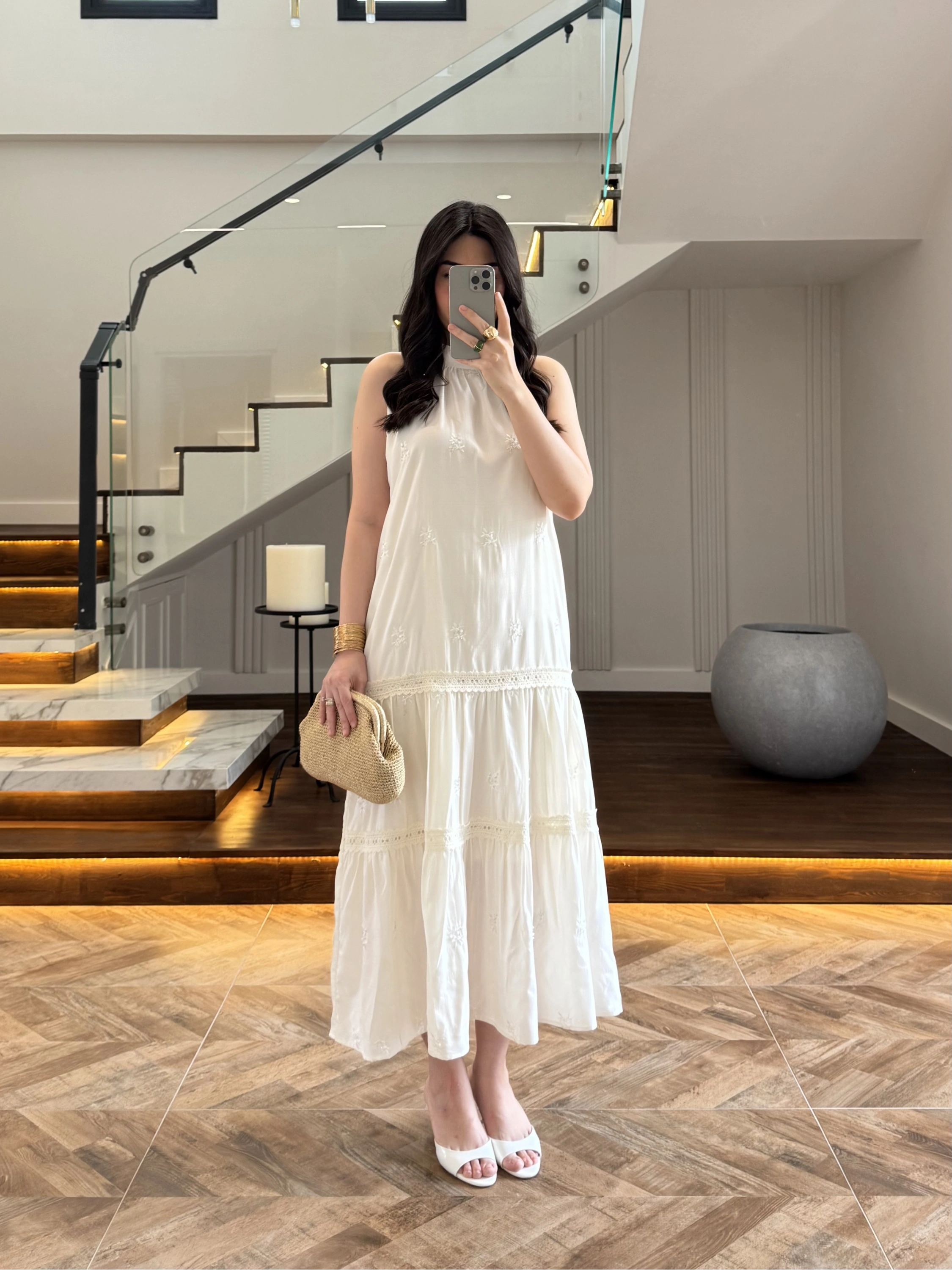 EKRU GÜPÜR DETAY KAT KAT ELBİSE-9614
