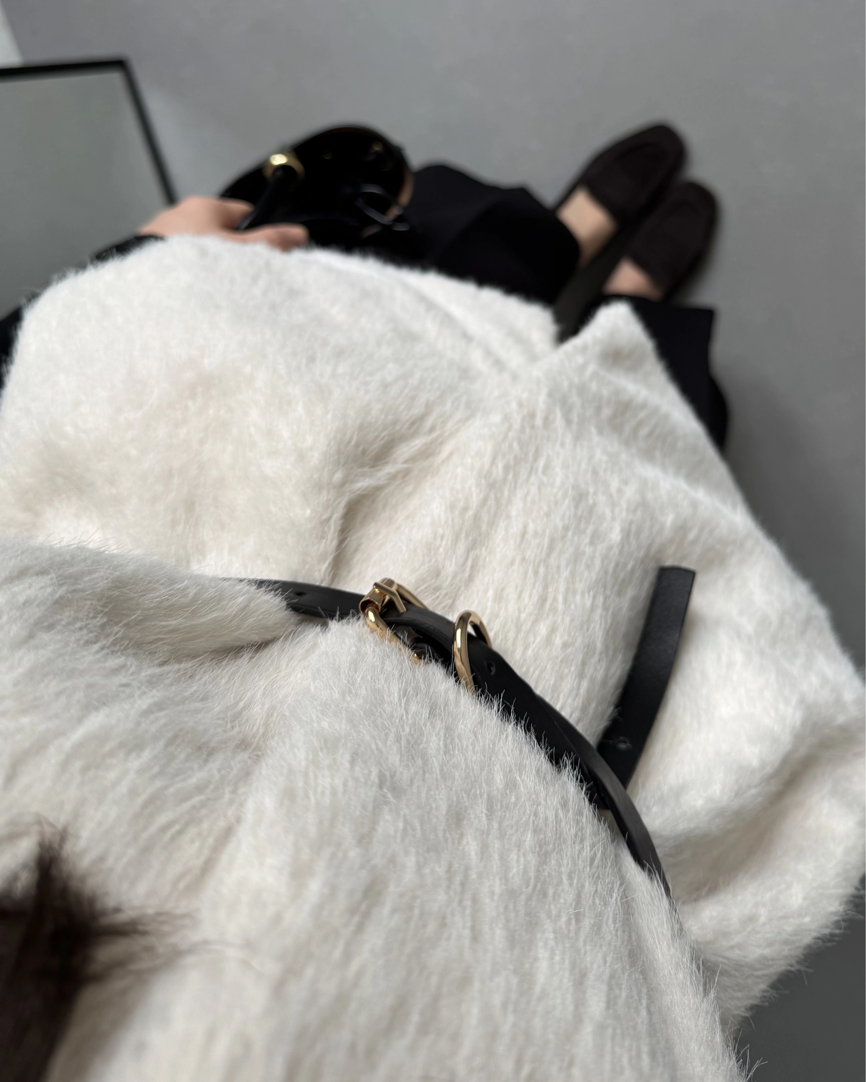 EKRU KEMERLİ PELUŞ YELEK