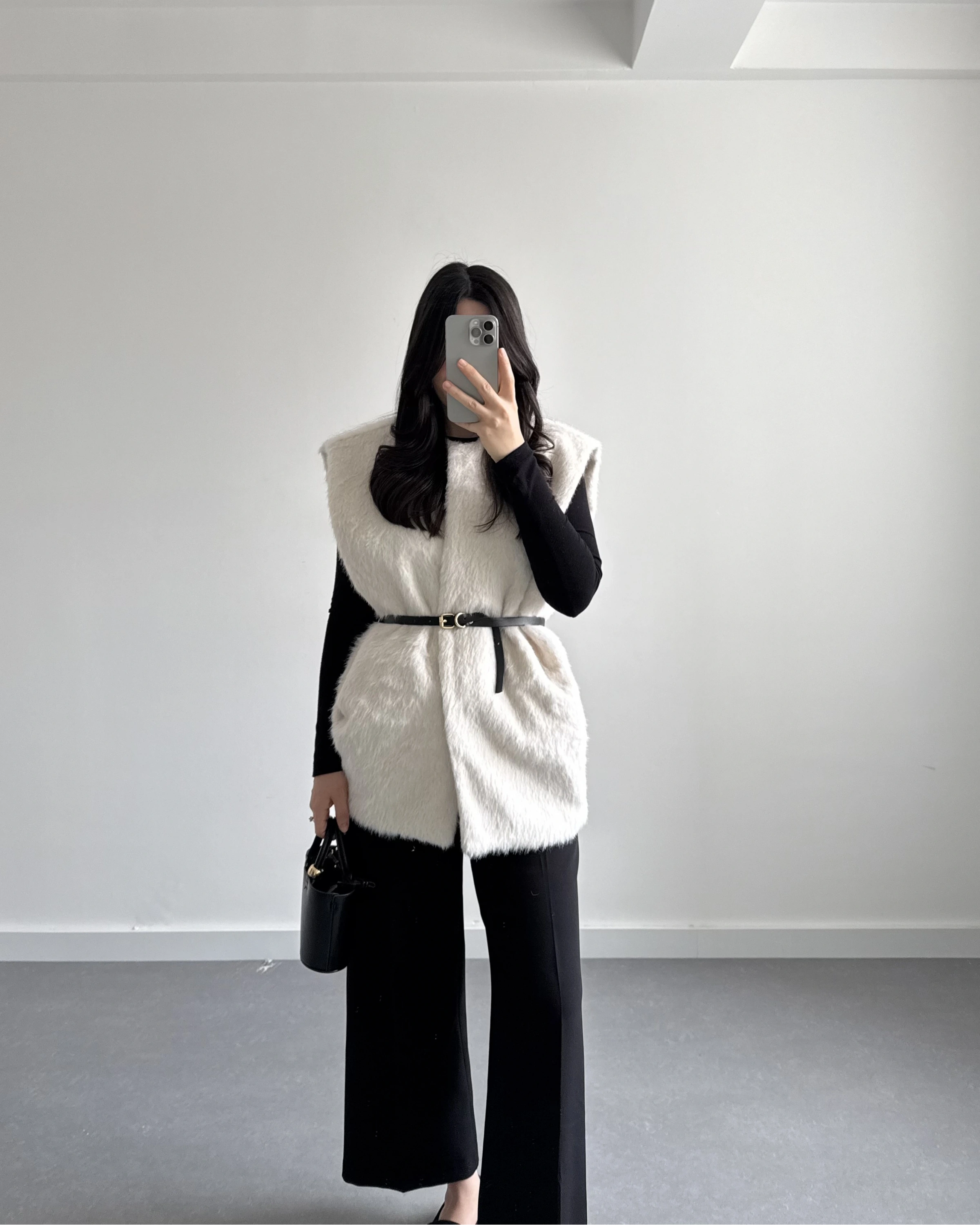 EKRU KEMERLİ PELUŞ YELEK