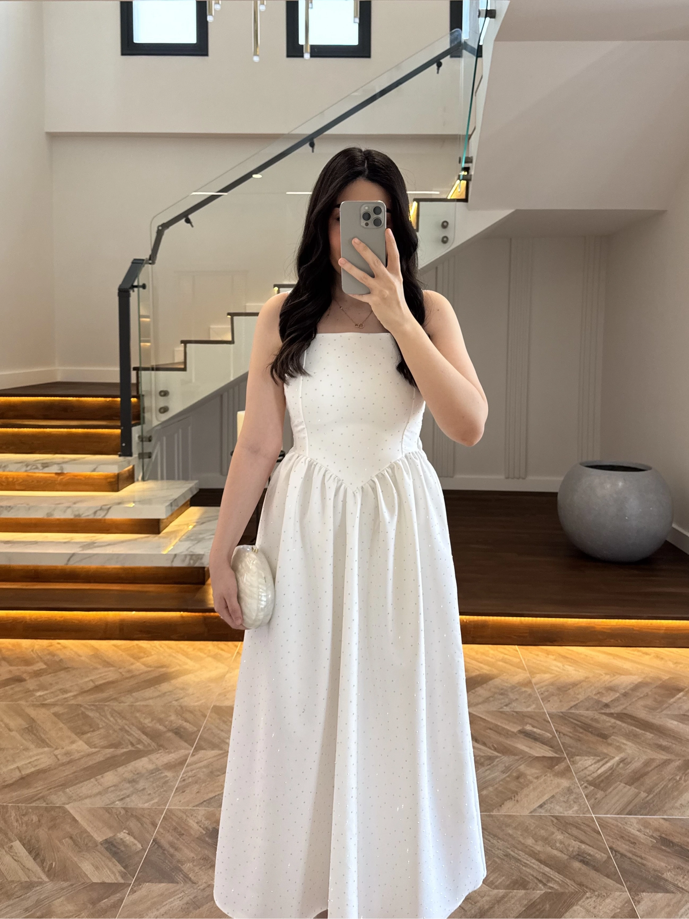 EKRU TAŞLI KUŞAKLI ELBİSE -3970