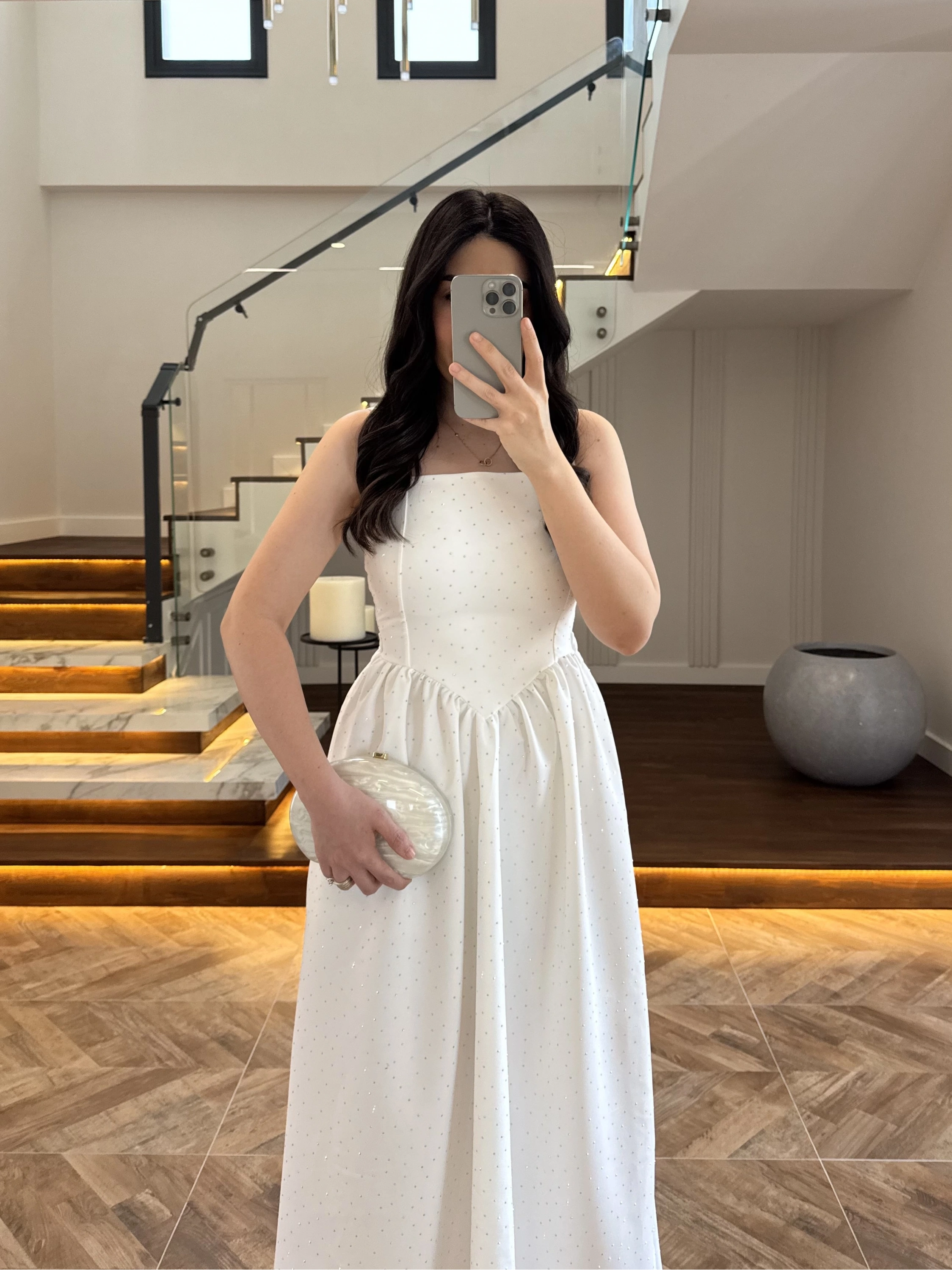 EKRU TAŞLI KUŞAKLI ELBİSE -3970