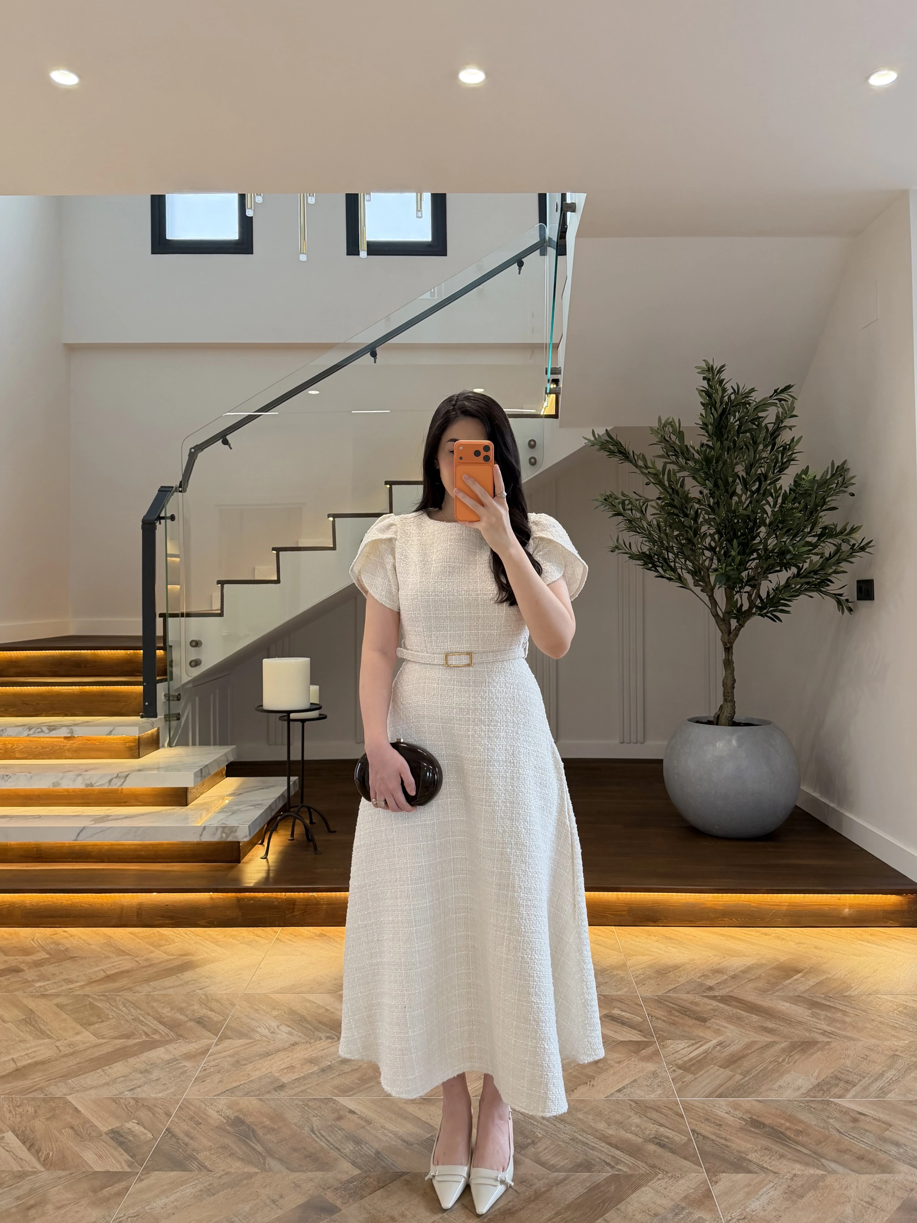 (ÖN SİPARİŞ )EKRU TÜVİT ELBİSE-4203