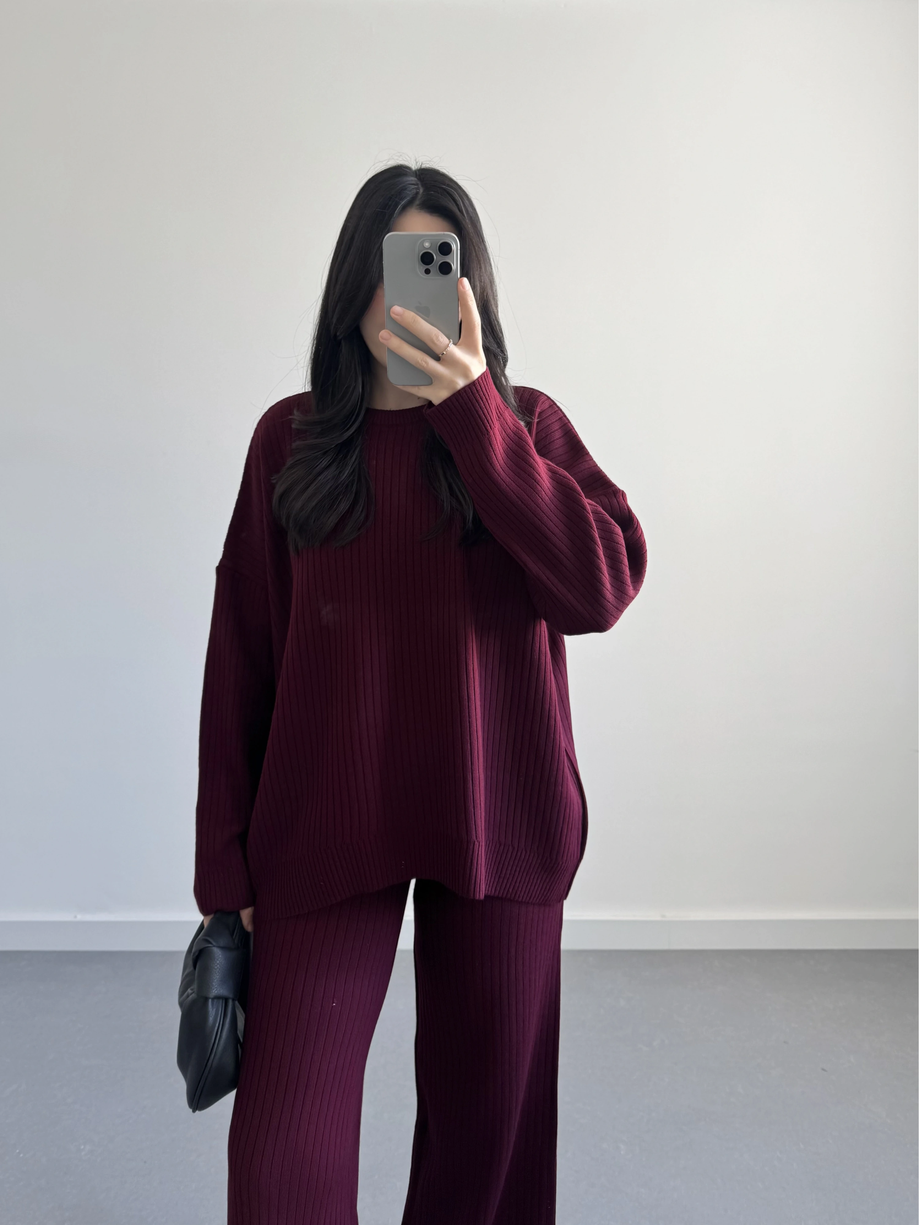 FİTİLLİ BORDO BASİC TRİKO TAKIM