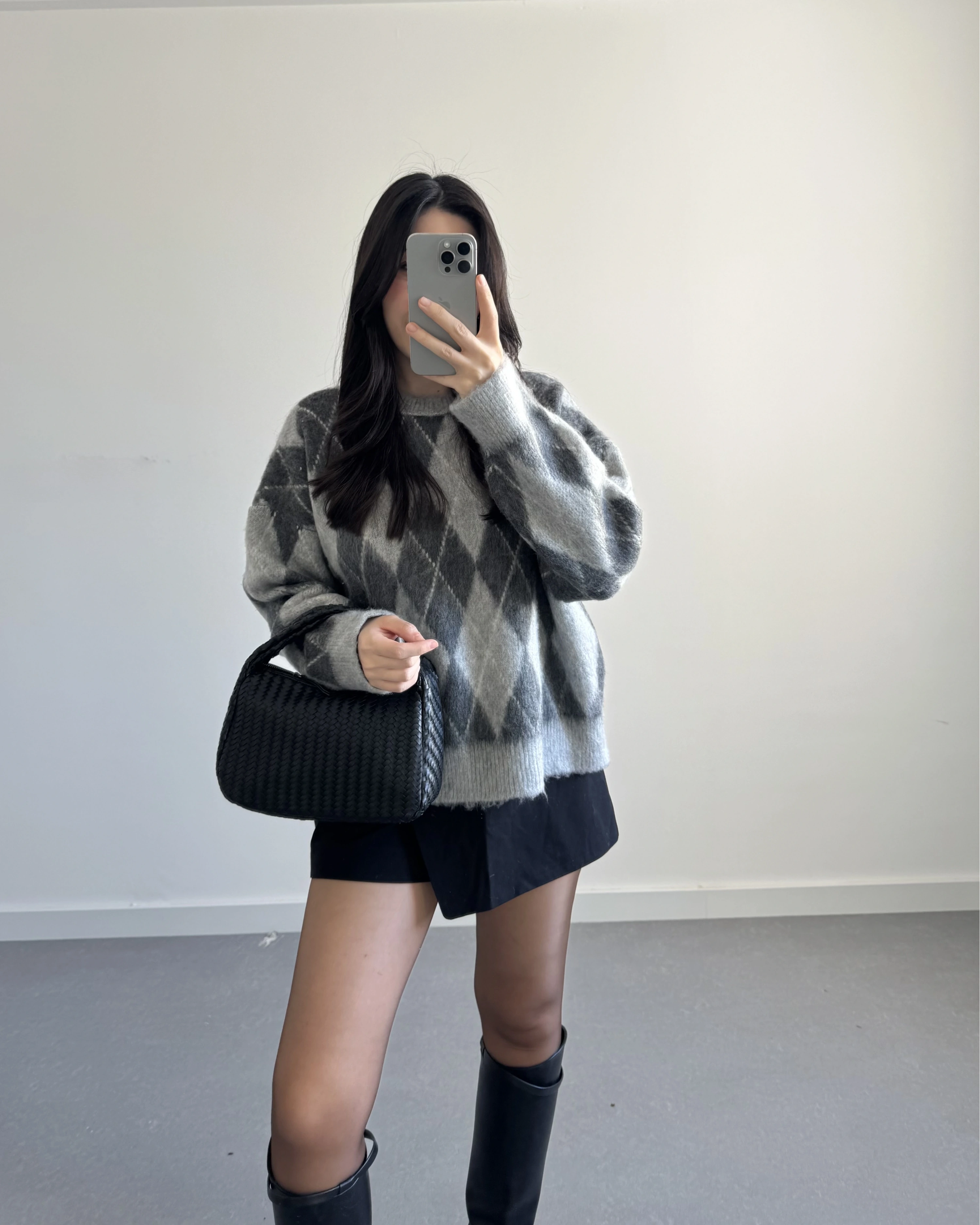 GRİ-FÜME BAKLAVA KAZAK