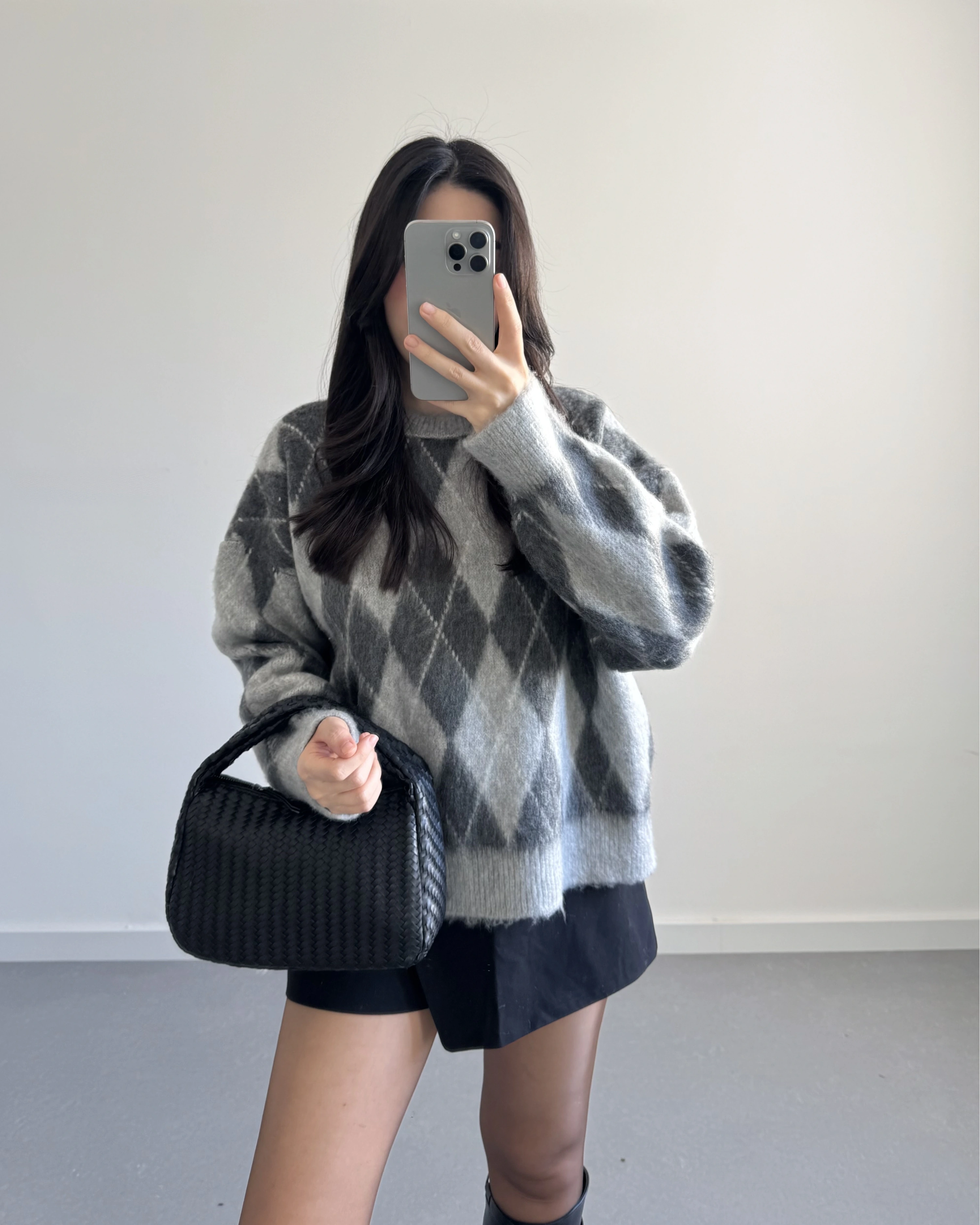 GRİ-FÜME BAKLAVA KAZAK