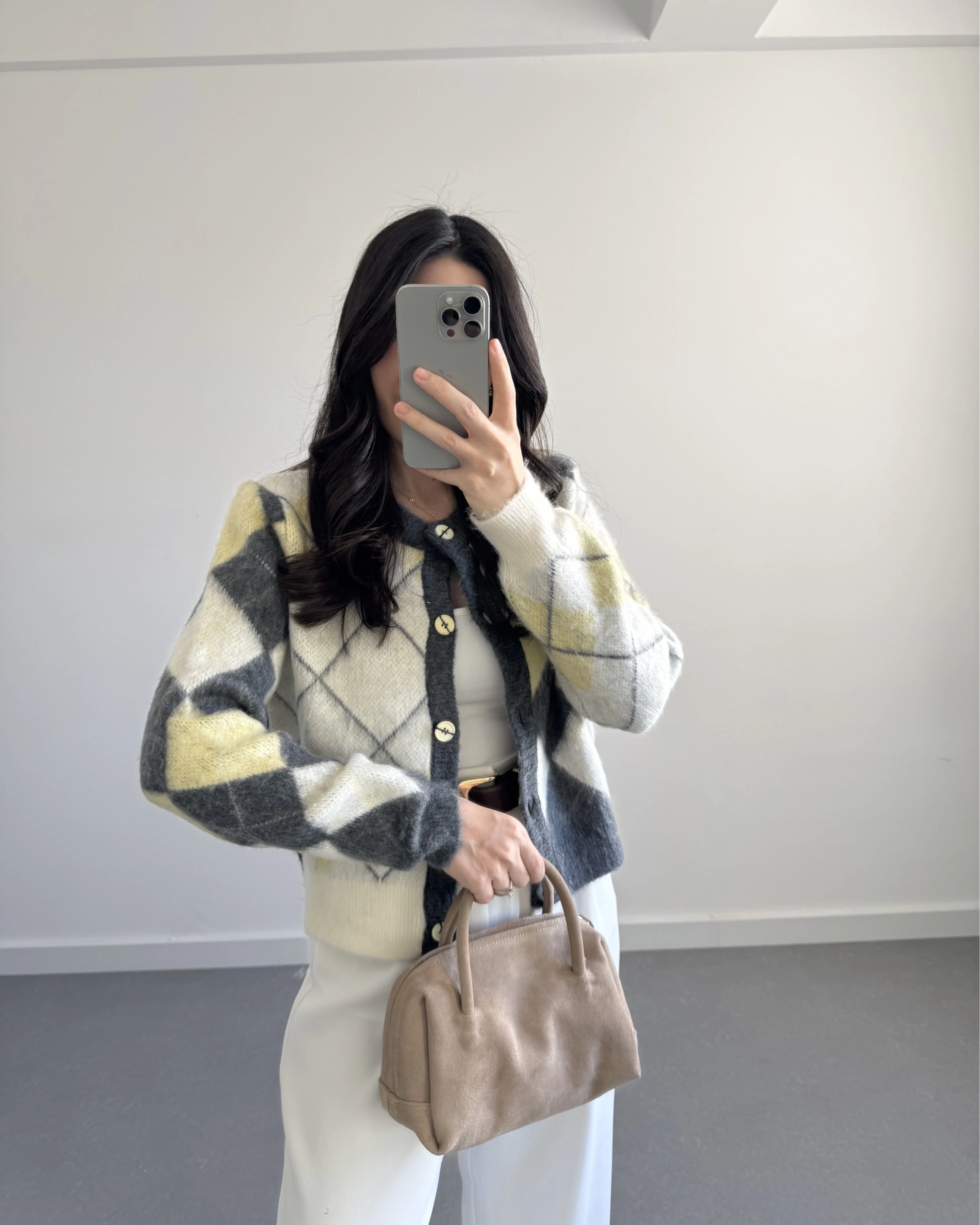 GRİ-SARI BAKLAVA DESEN HIRKA