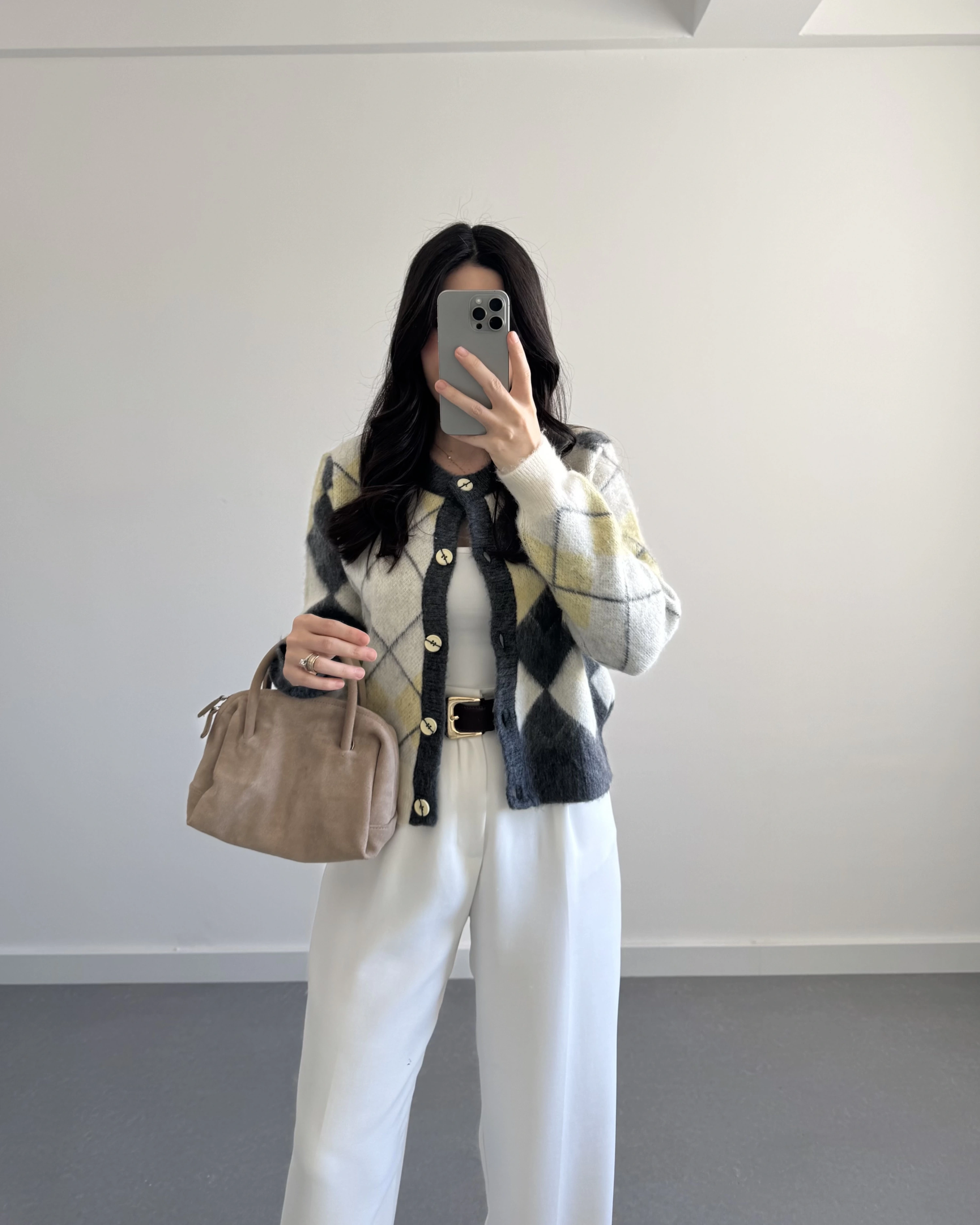 GRİ-SARI BAKLAVA DESEN HIRKA