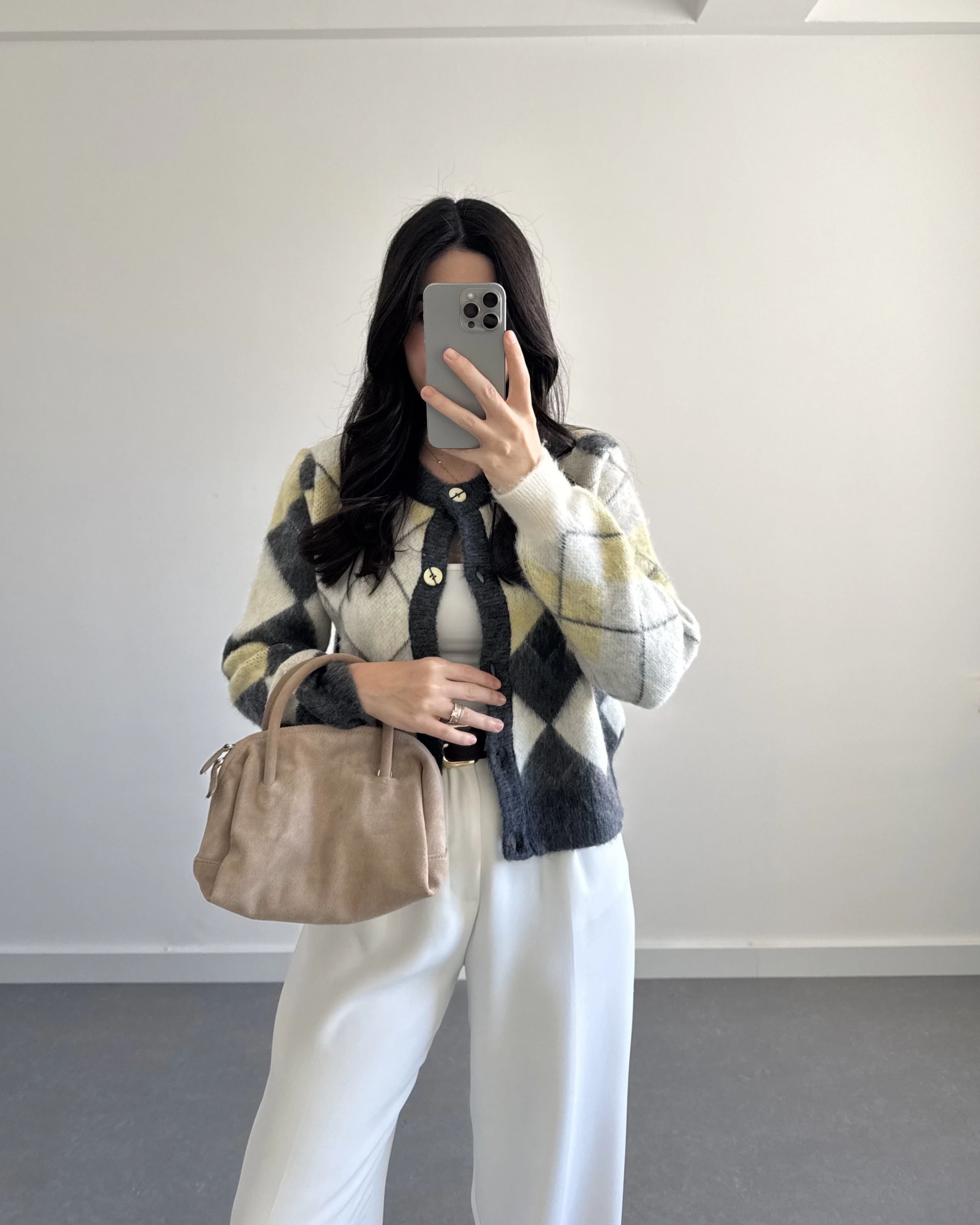 GRİ-SARI BAKLAVA DESEN HIRKA