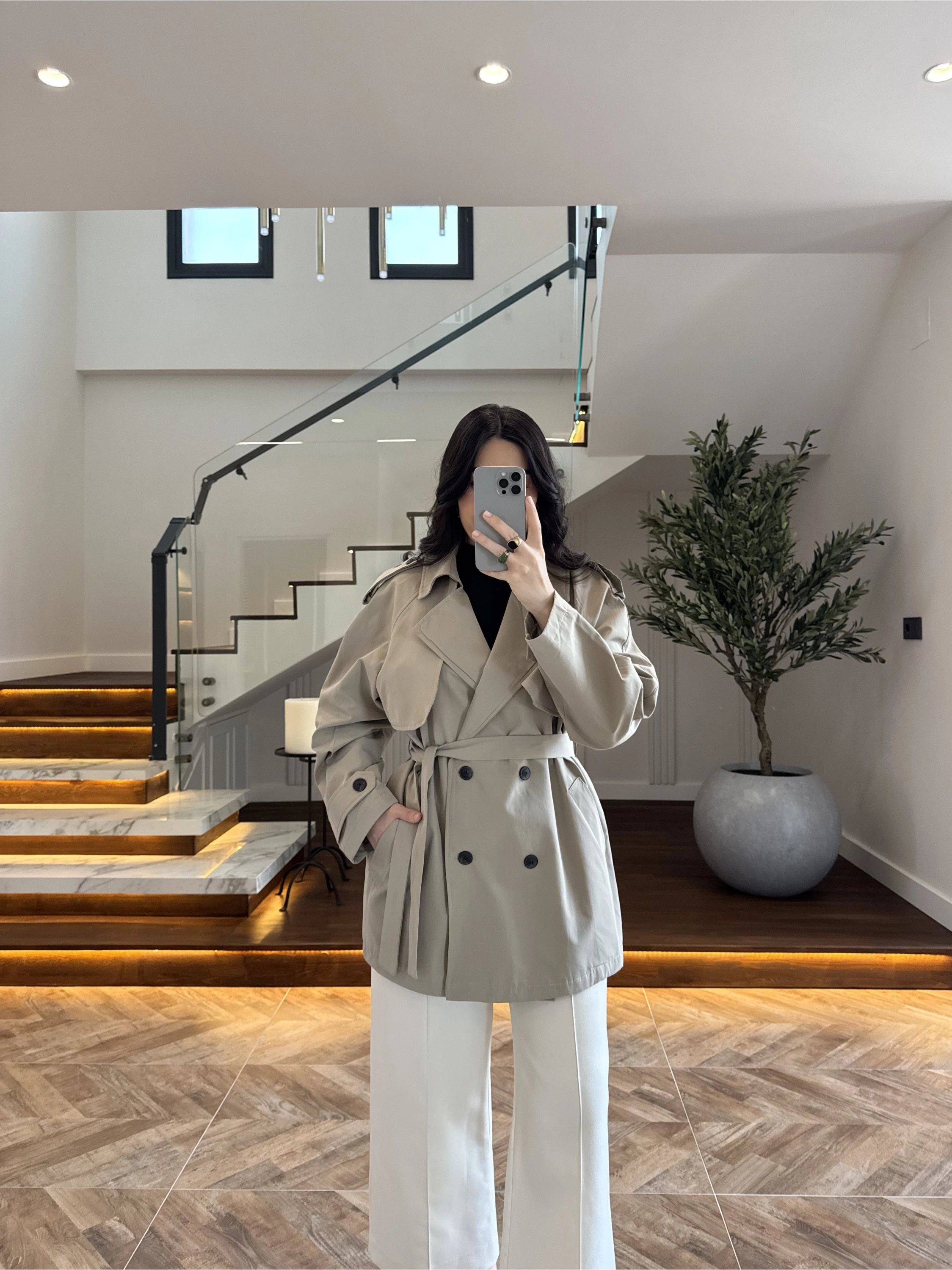 HAKİ ALLERLİ ARA BOY TRENÇKOT -7556