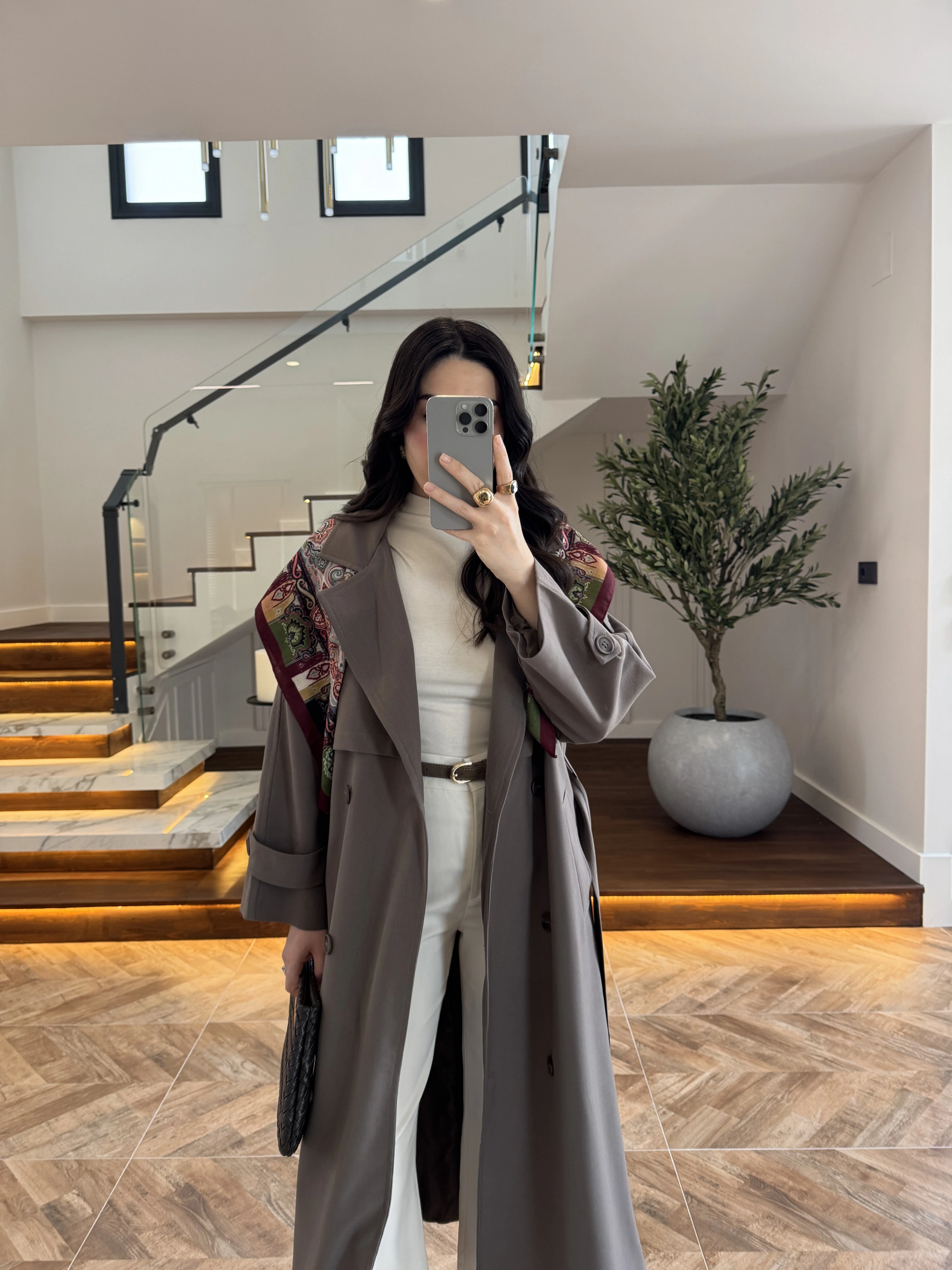 HAKİ APOLETLİ KUŞAKLI TRENCH -7589